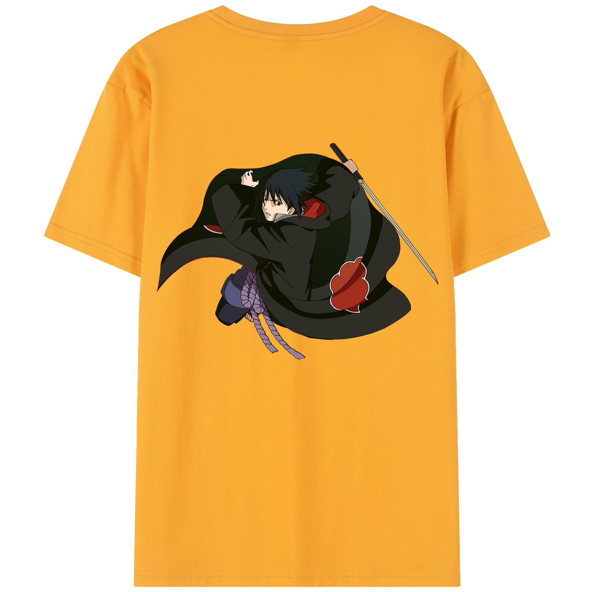 （画像用） NARUTO -ナルト- うちは サスケ Uchiha Sasuke 綿100％半袖Tシャツ（背面プリント）