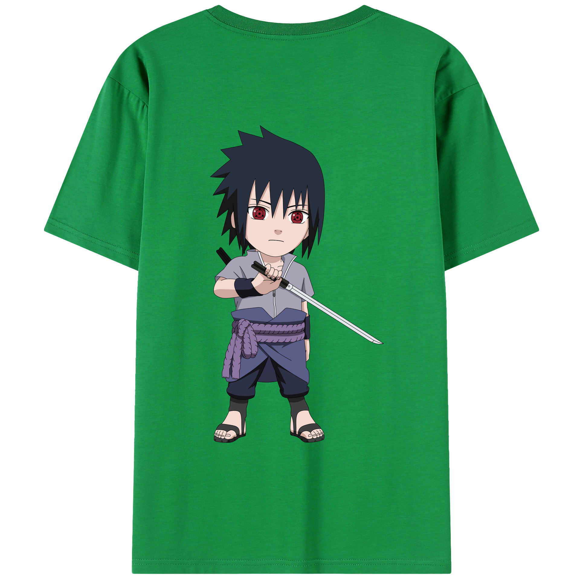 （画像用） NARUTO -ナルト- うちは サスケ Uchiha Sasuke 綿100％半袖Tシャツ（背面プリント）