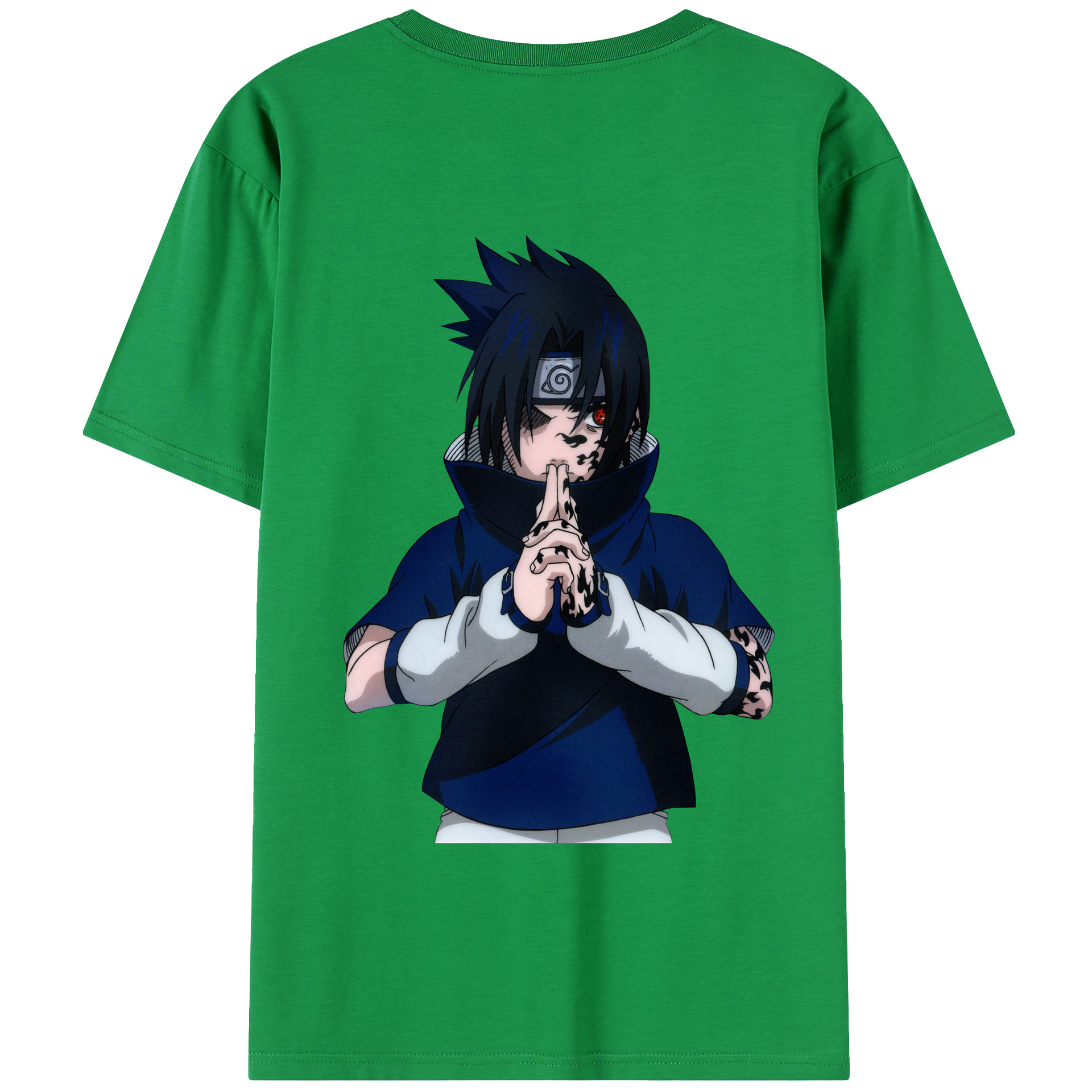 （画像用） NARUTO -ナルト- うちは サスケ Uchiha Sasuke 綿100％半袖Tシャツ（背面プリント）