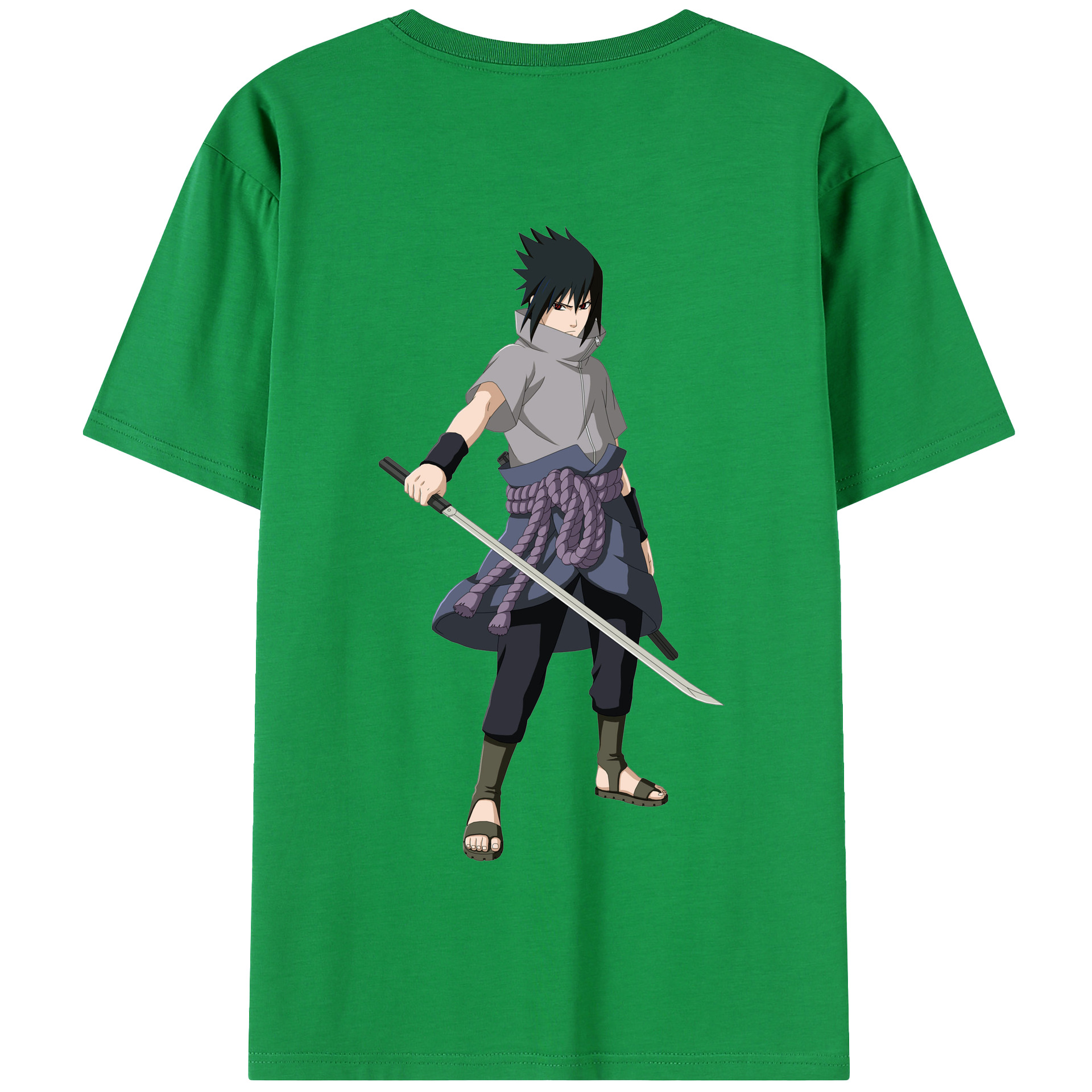 （画像用） NARUTO -ナルト- うちは サスケ Uchiha Sasuke 綿100％半袖Tシャツ（背面プリント）