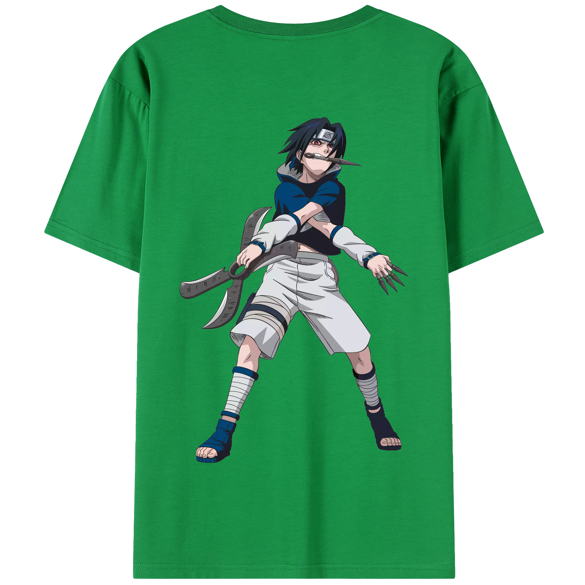 （画像用） NARUTO -ナルト- うちは サスケ Uchiha Sasuke 綿100％半袖Tシャツ（背面プリント）