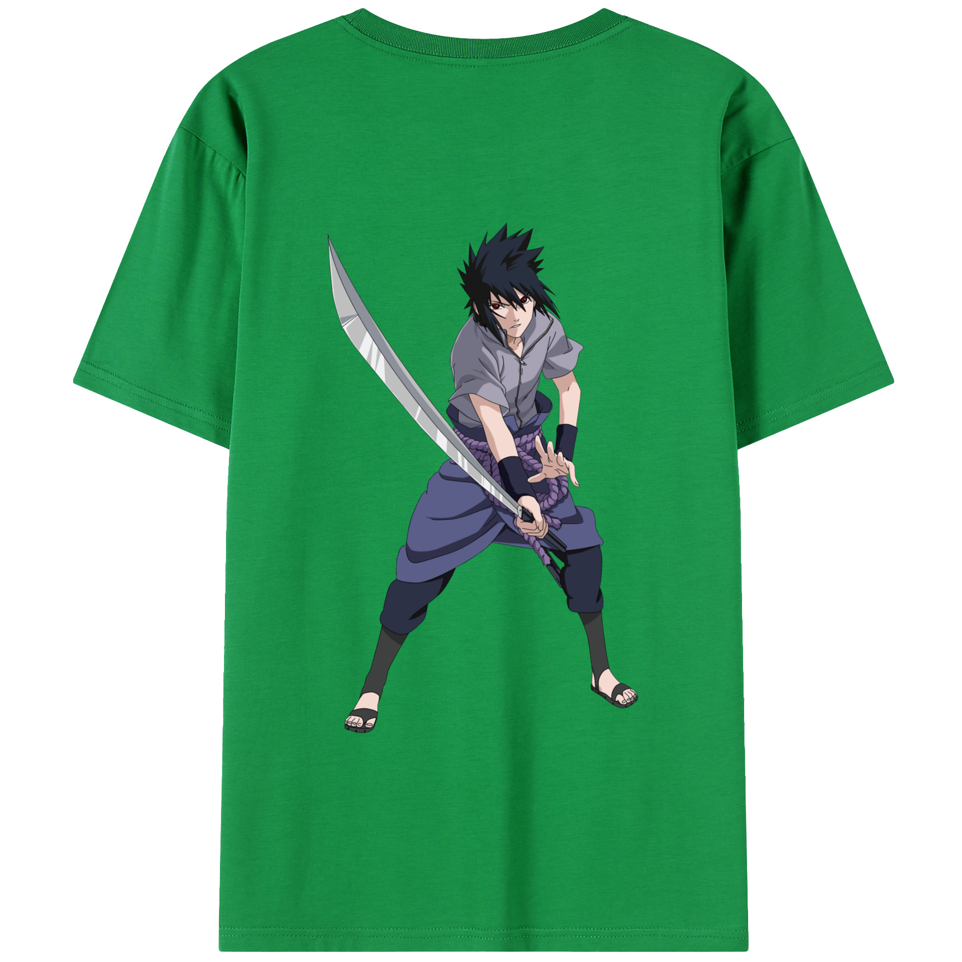 （画像用） NARUTO -ナルト- うちは サスケ Uchiha Sasuke 綿100％半袖Tシャツ（背面プリント）