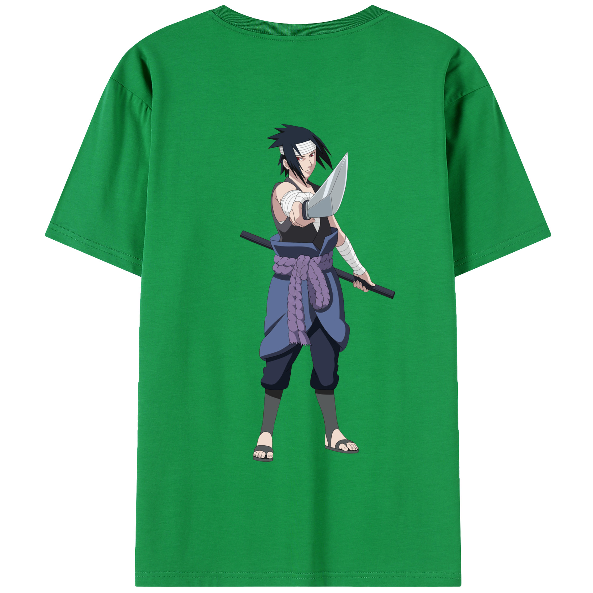 （画像用） NARUTO -ナルト- うちは サスケ Uchiha Sasuke 綿100％半袖Tシャツ（背面プリント）