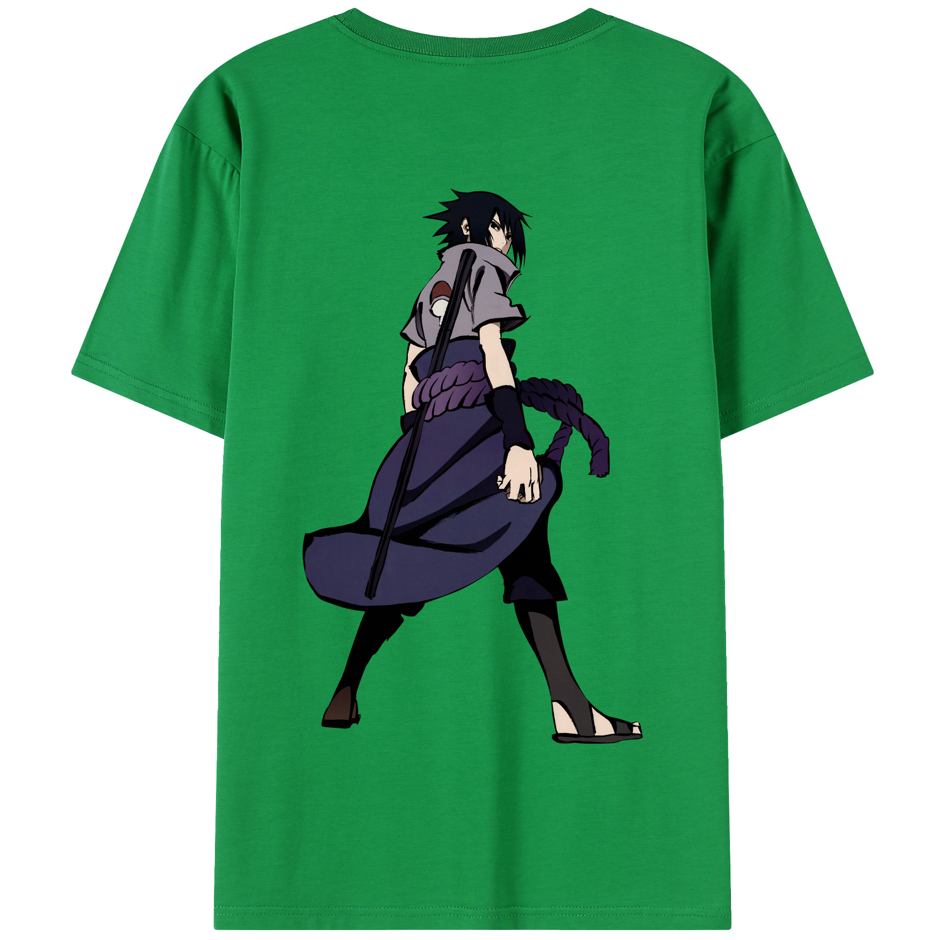 （画像用） NARUTO -ナルト- うちは サスケ Uchiha Sasuke 綿100％半袖Tシャツ（背面プリント）