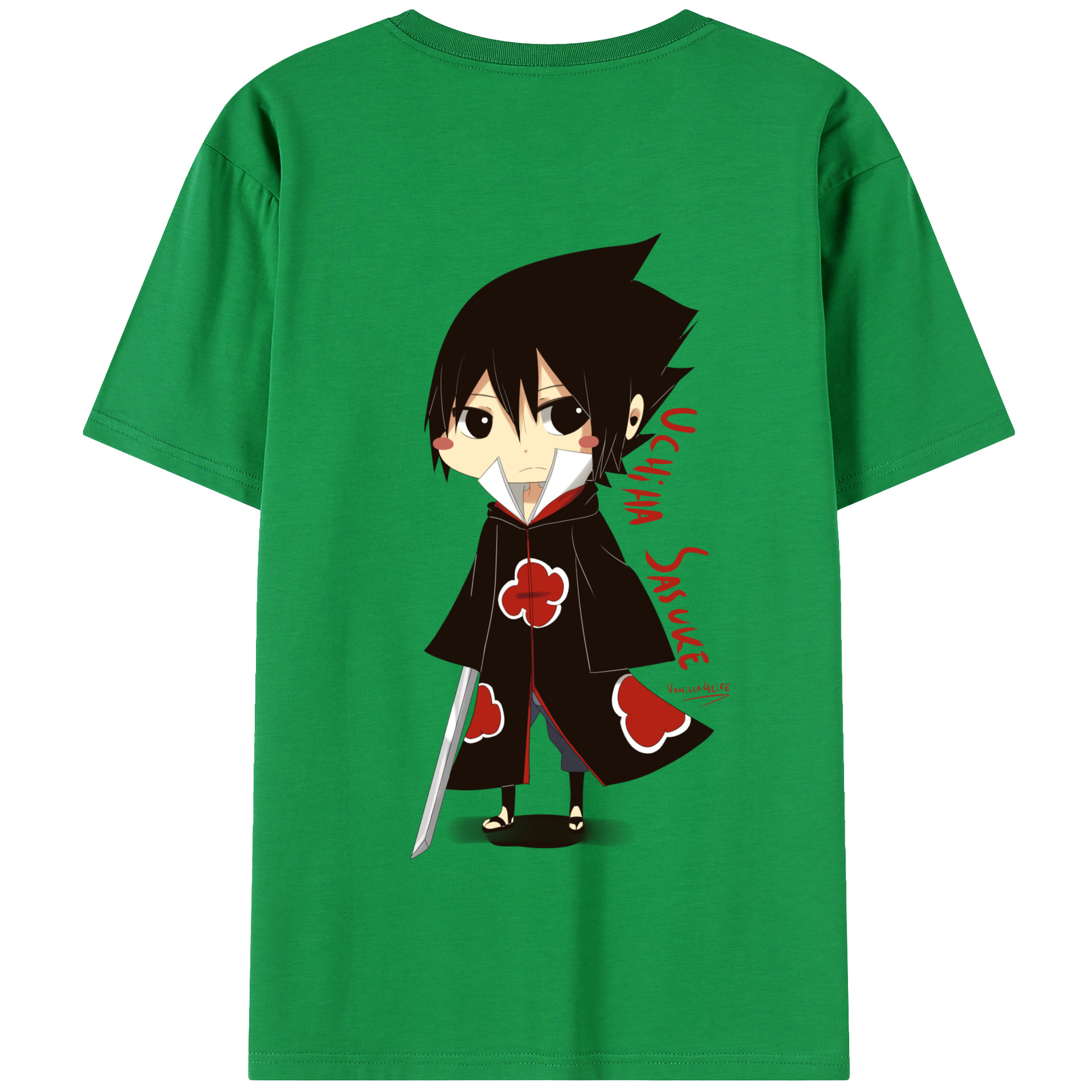 （画像用） NARUTO -ナルト- うちは サスケ Uchiha Sasuke 綿100％半袖Tシャツ（背面プリント）