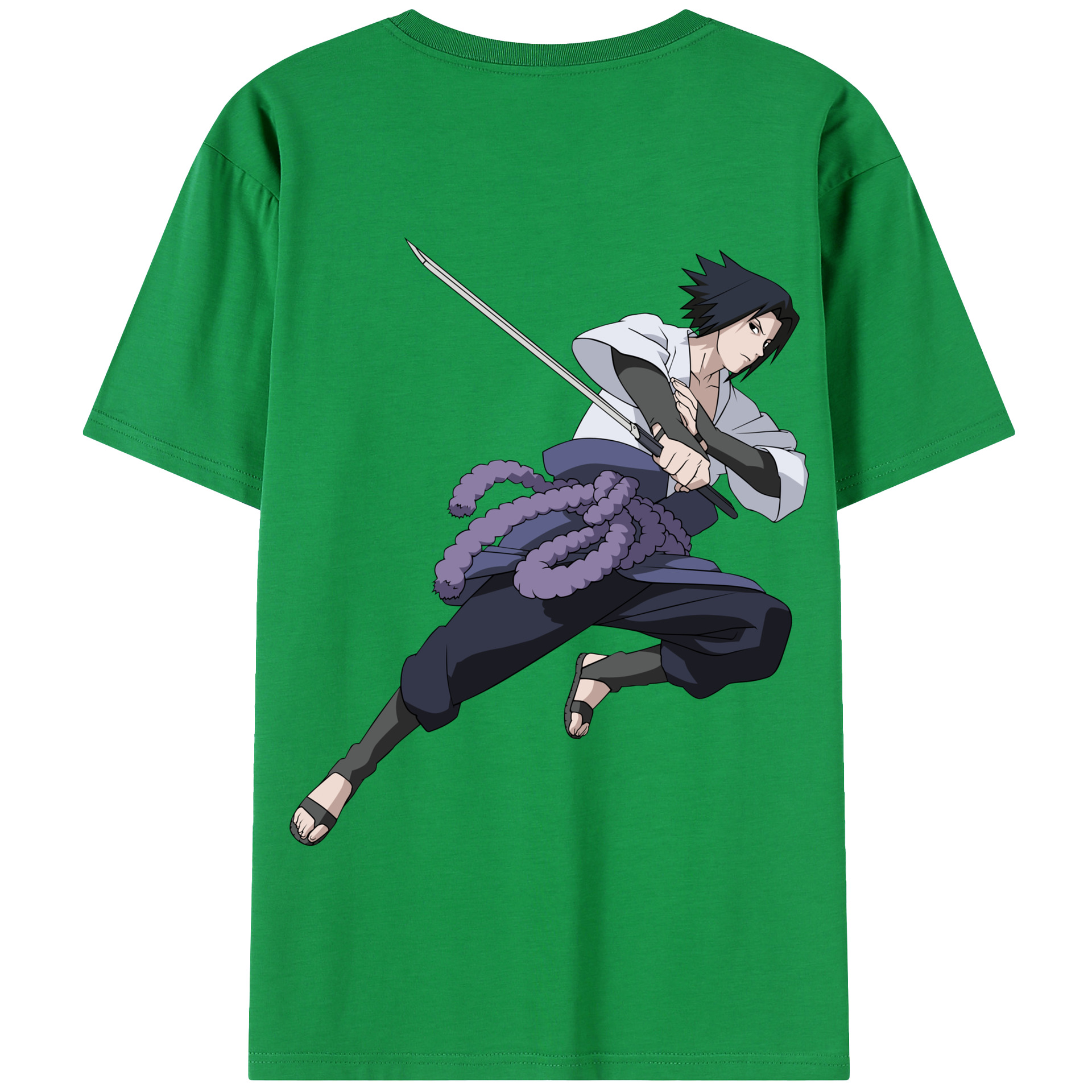 （画像用） NARUTO -ナルト- うちは サスケ Uchiha Sasuke 綿100％半袖Tシャツ（背面プリント）