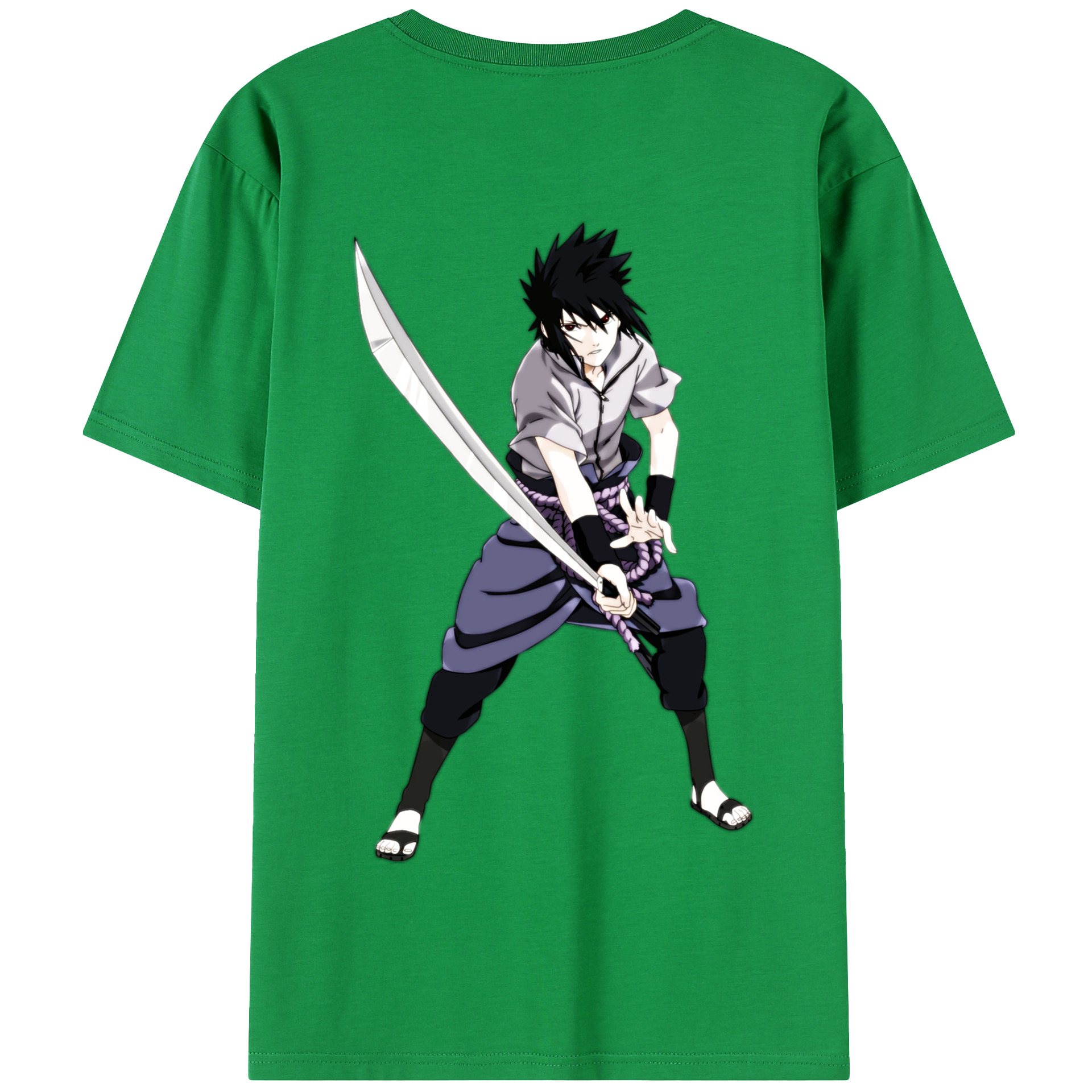 （画像用） NARUTO -ナルト- うちは サスケ Uchiha Sasuke 綿100％半袖Tシャツ（背面プリント）