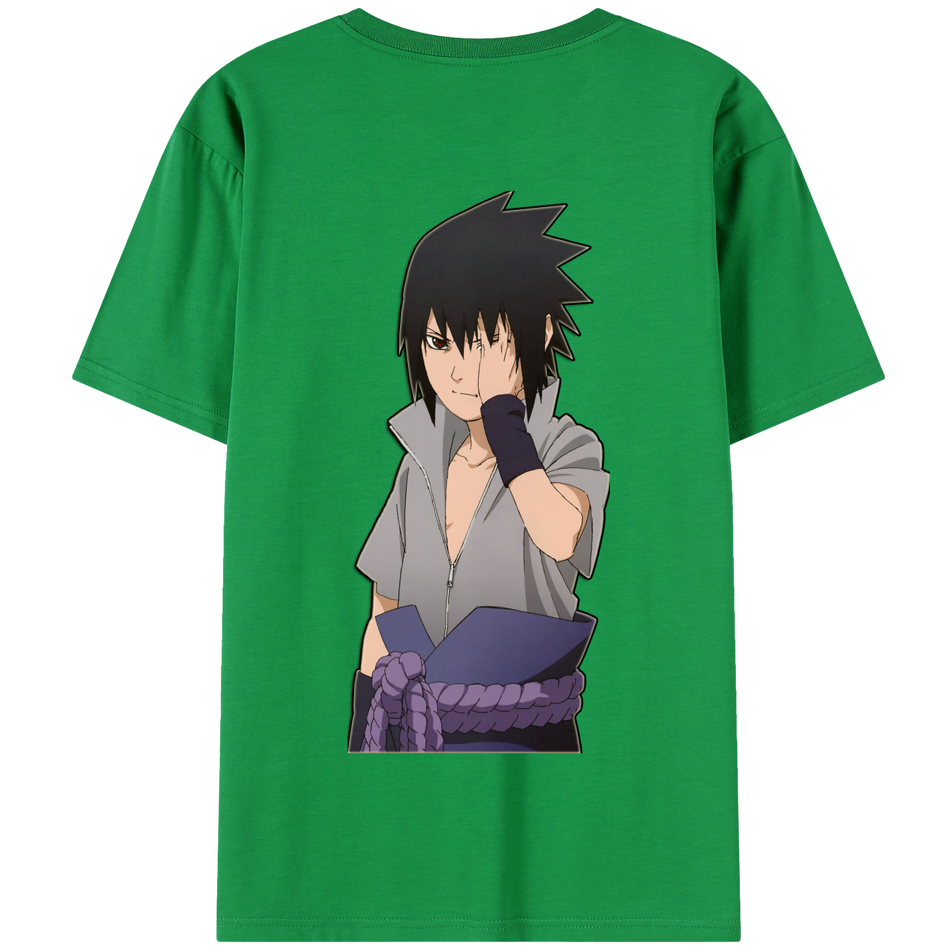 （画像用） NARUTO -ナルト- うちは サスケ Uchiha Sasuke 綿100％半袖Tシャツ（背面プリント）