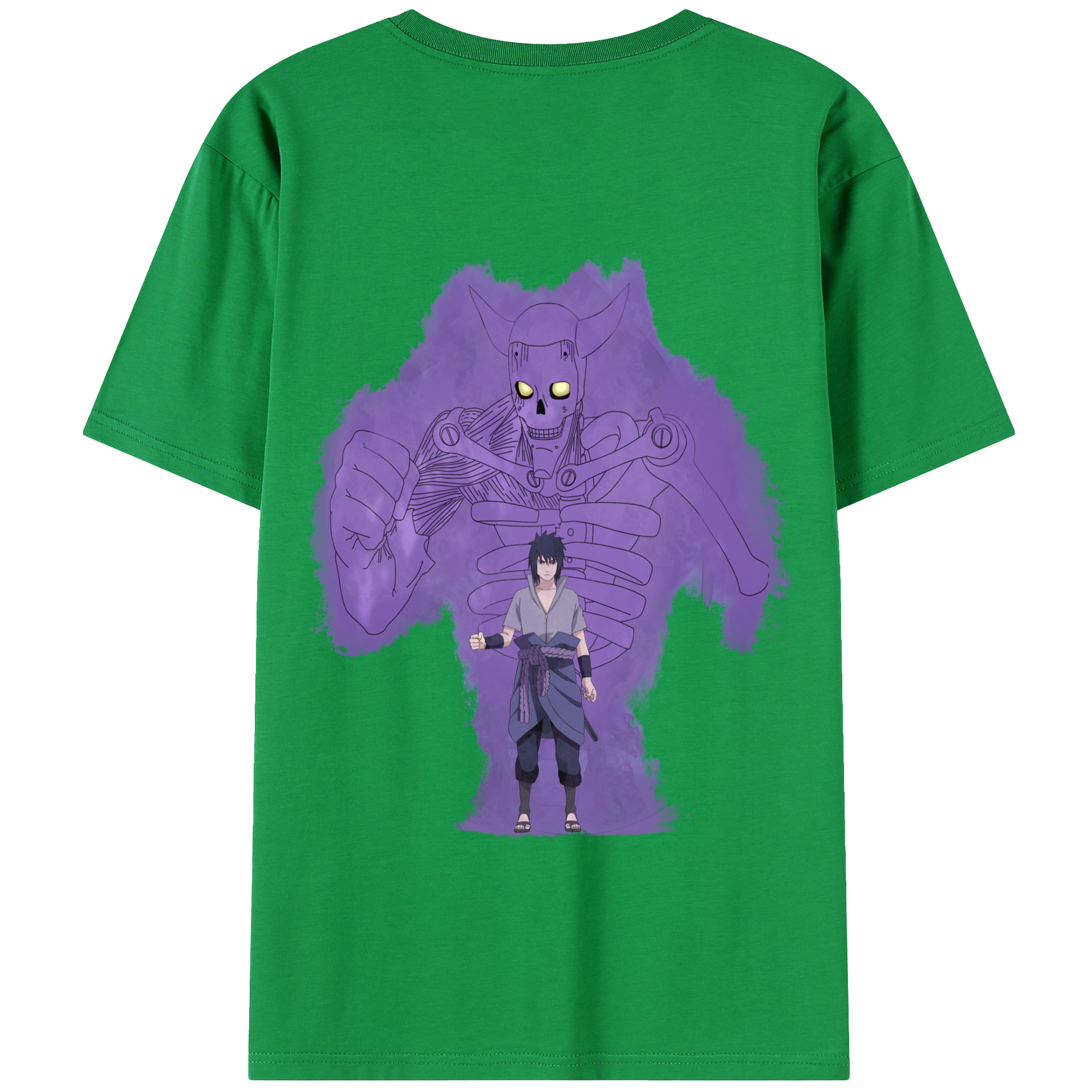（画像用） NARUTO -ナルト- うちは サスケ Uchiha Sasuke 綿100％半袖Tシャツ（背面プリント）