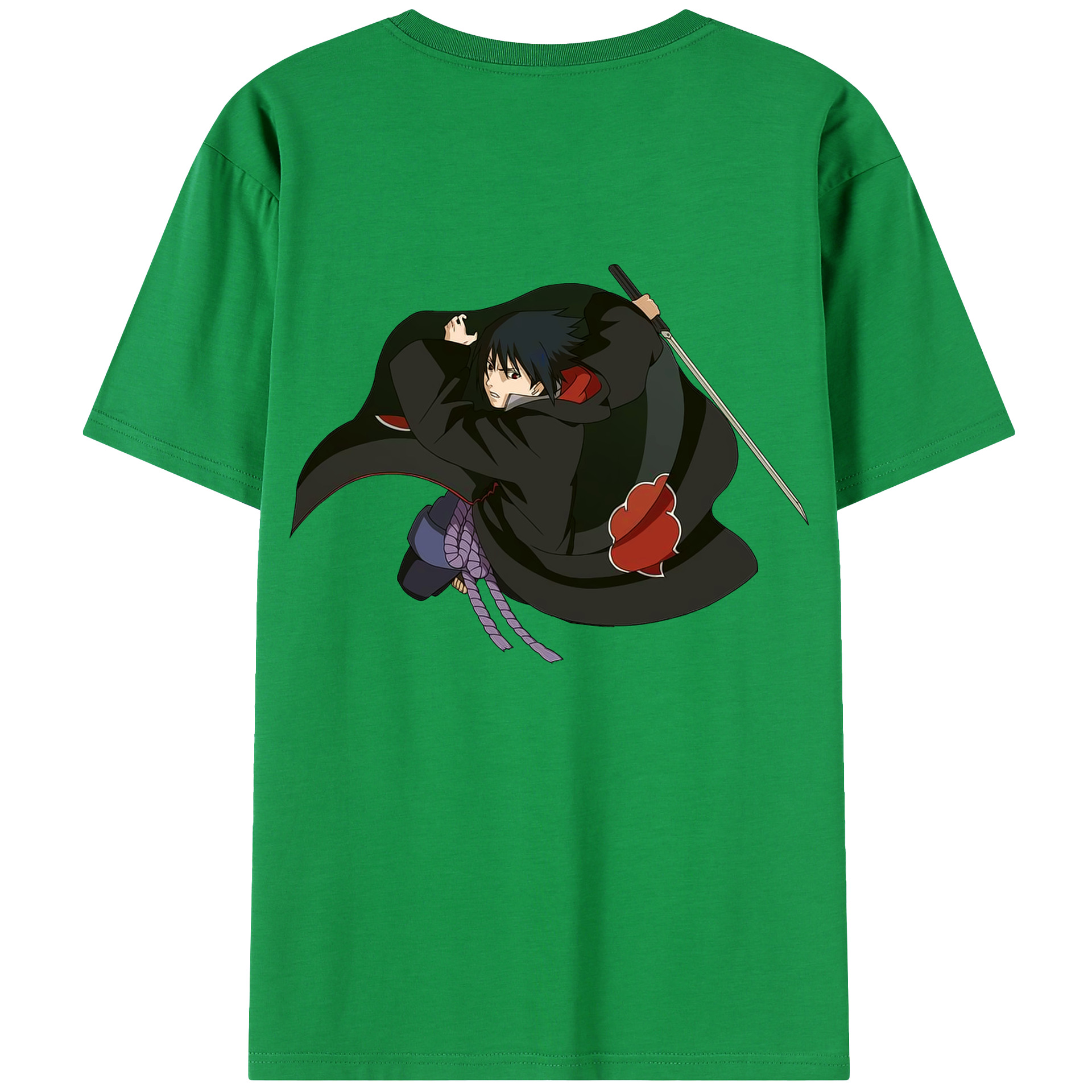 （画像用） NARUTO -ナルト- うちは サスケ Uchiha Sasuke 綿100％半袖Tシャツ（背面プリント）