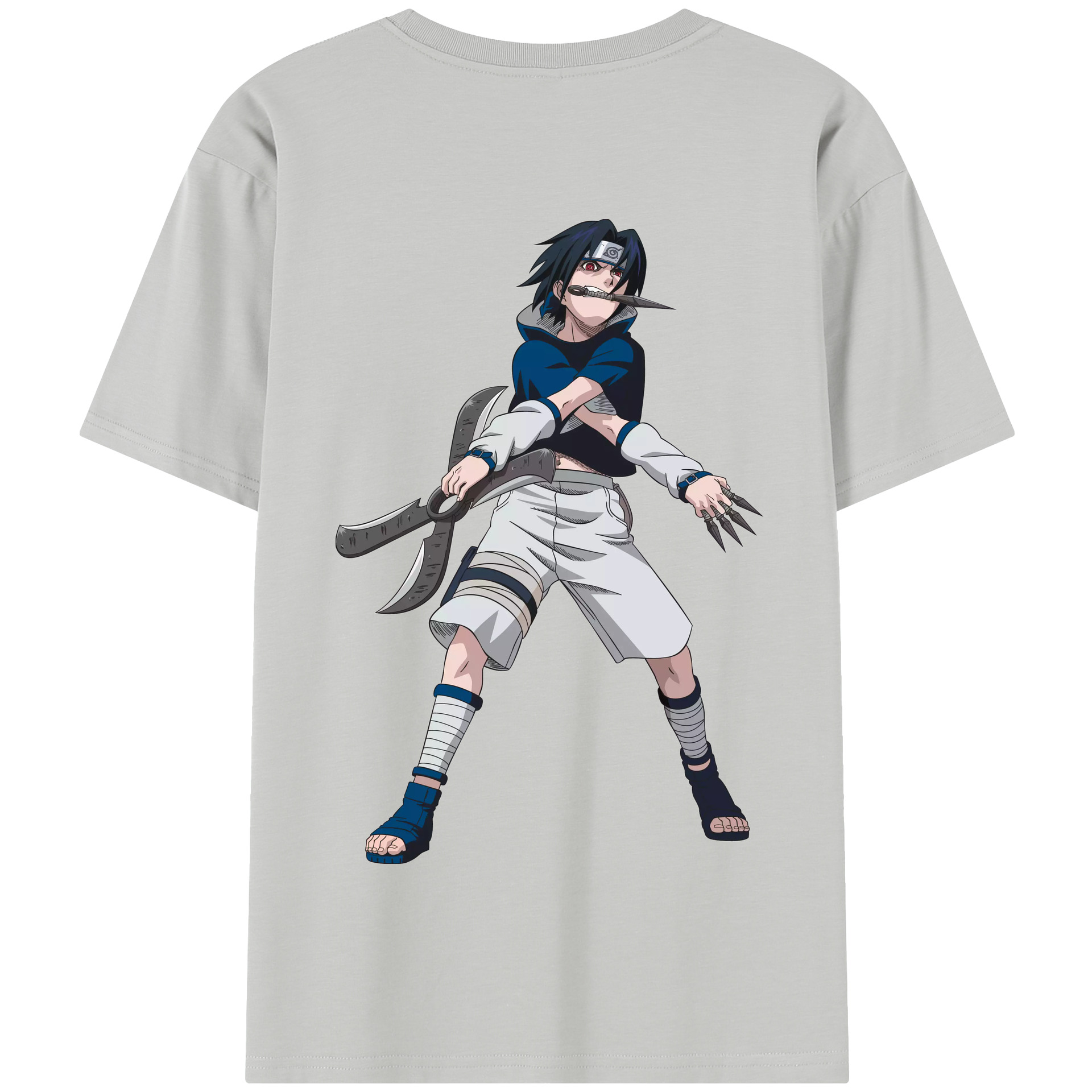 （画像用） NARUTO -ナルト- うちは サスケ Uchiha Sasuke 綿100％半袖Tシャツ（背面プリント）