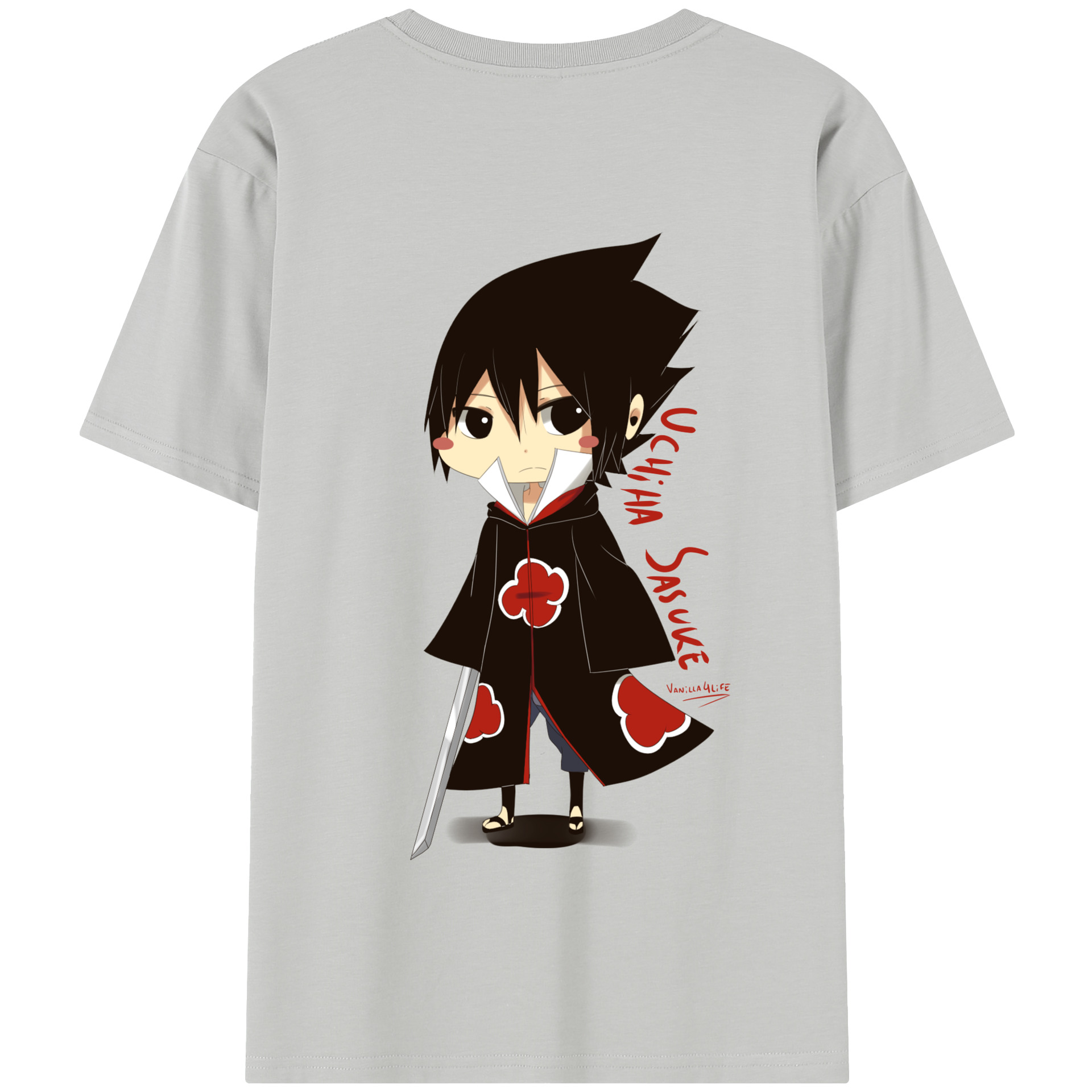 （画像用） NARUTO -ナルト- うちは サスケ Uchiha Sasuke 綿100％半袖Tシャツ（背面プリント）