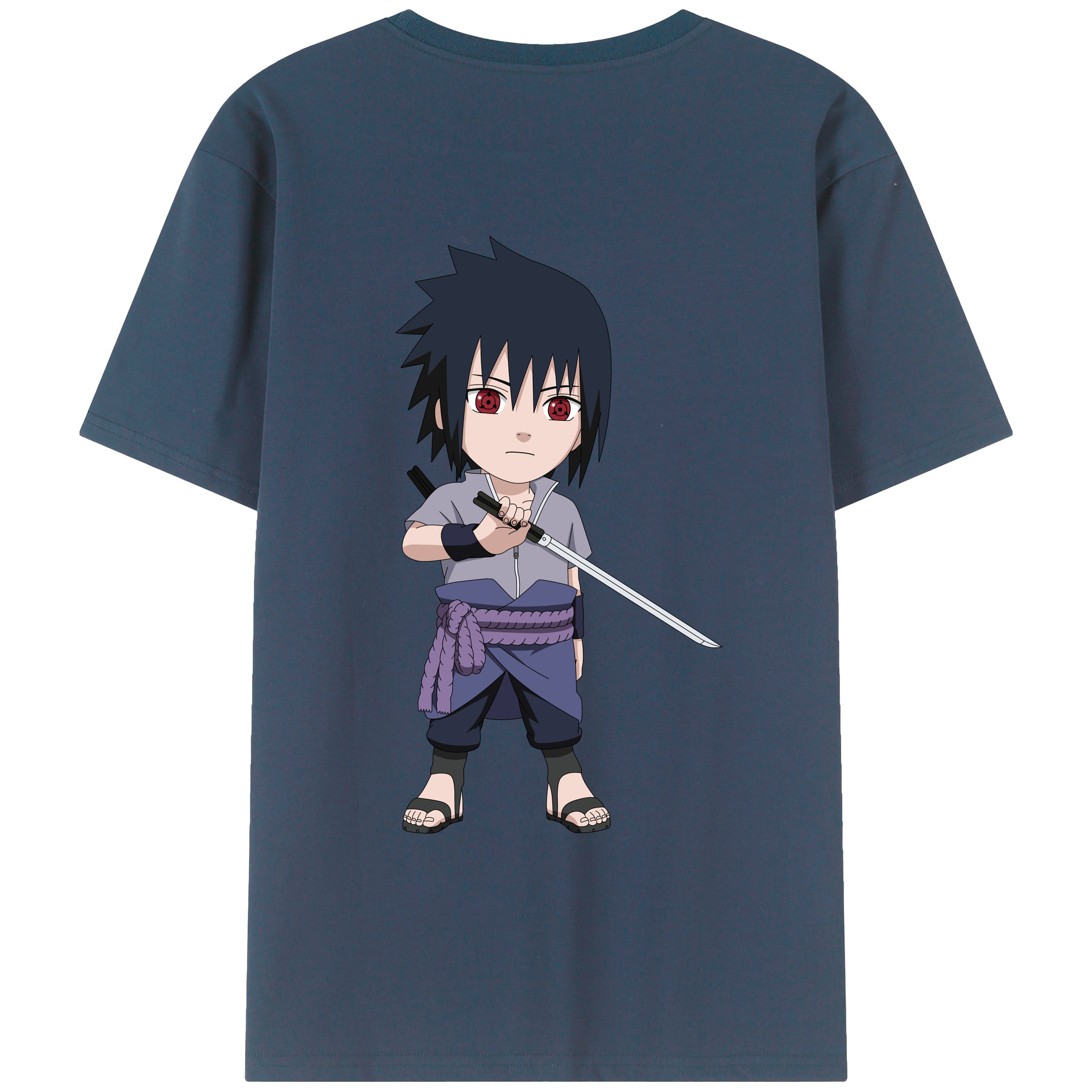 （画像用） NARUTO -ナルト- うちは サスケ Uchiha Sasuke 綿100％半袖Tシャツ（背面プリント）