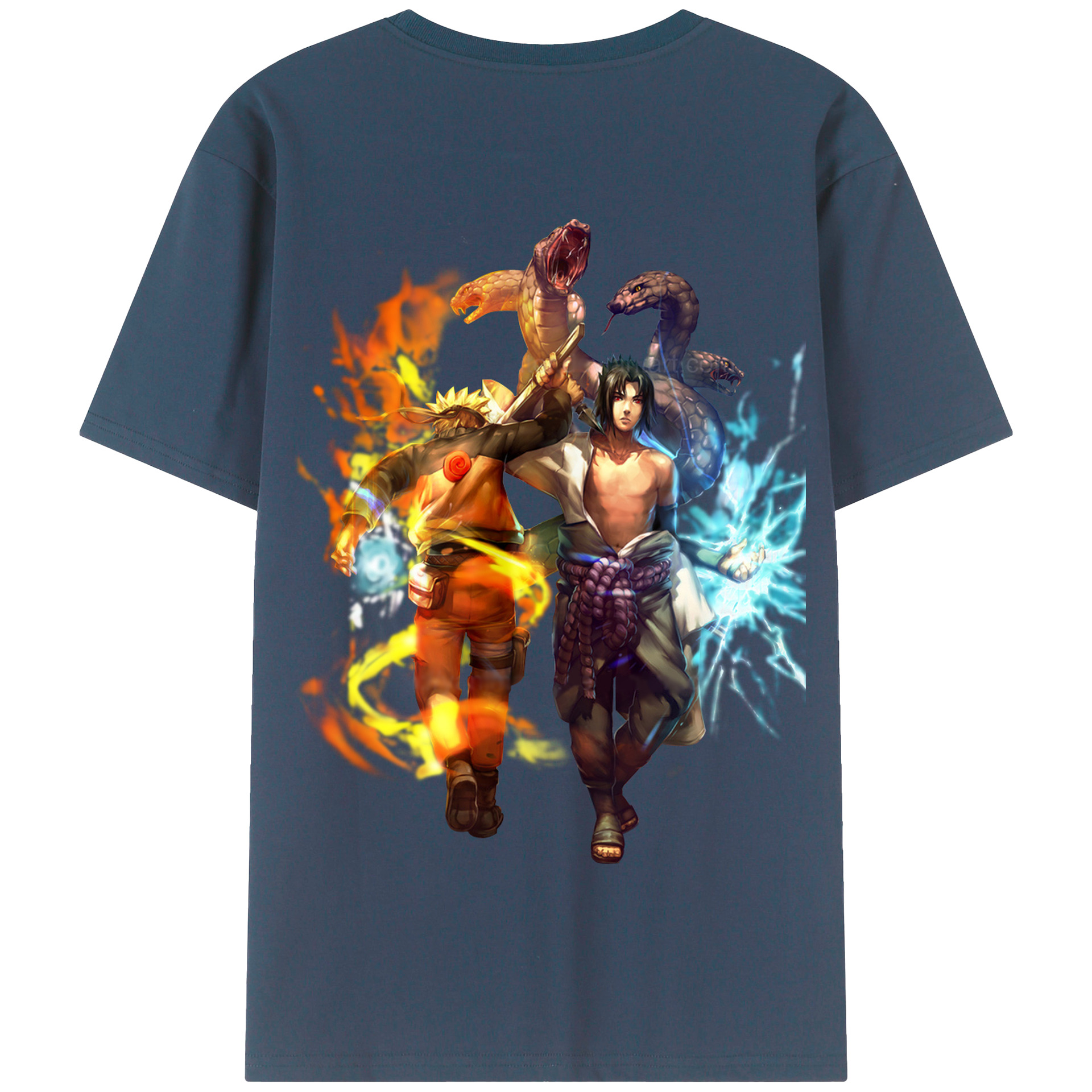 （画像用） NARUTO -ナルト- うちは サスケ Uchiha Sasuke 綿100％半袖Tシャツ（背面プリント）
