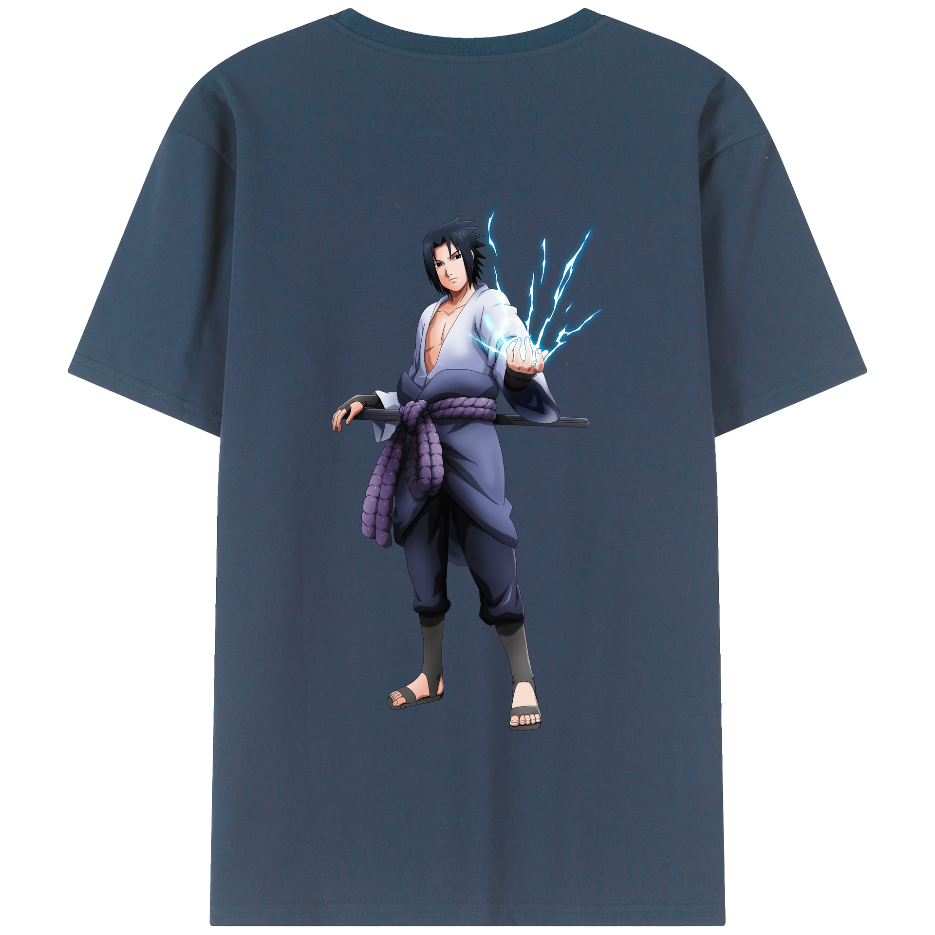 （画像用） NARUTO -ナルト- うちは サスケ Uchiha Sasuke 綿100％半袖Tシャツ（背面プリント）