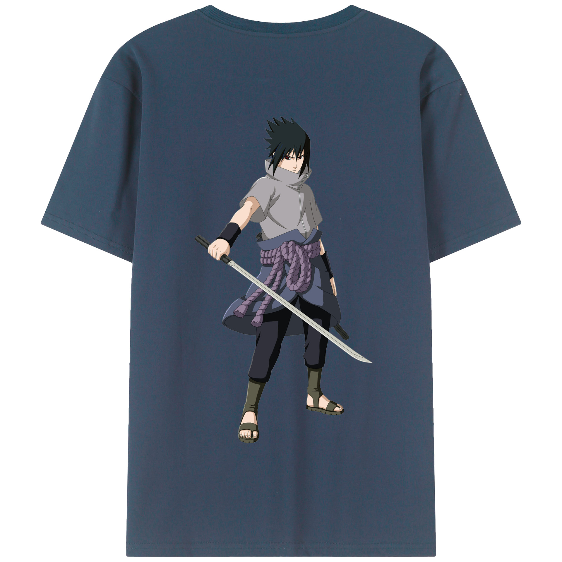 （画像用） NARUTO -ナルト- うちは サスケ Uchiha Sasuke 綿100％半袖Tシャツ（背面プリント）