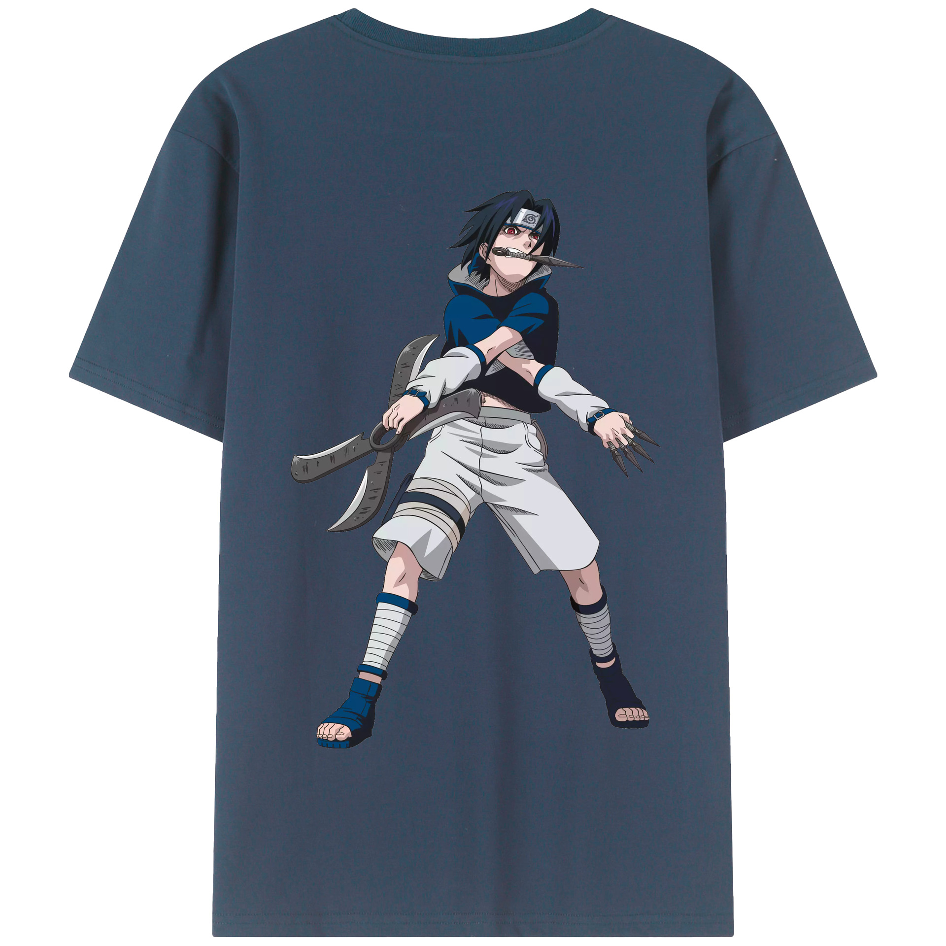 （画像用） NARUTO -ナルト- うちは サスケ Uchiha Sasuke 綿100％半袖Tシャツ（背面プリント）