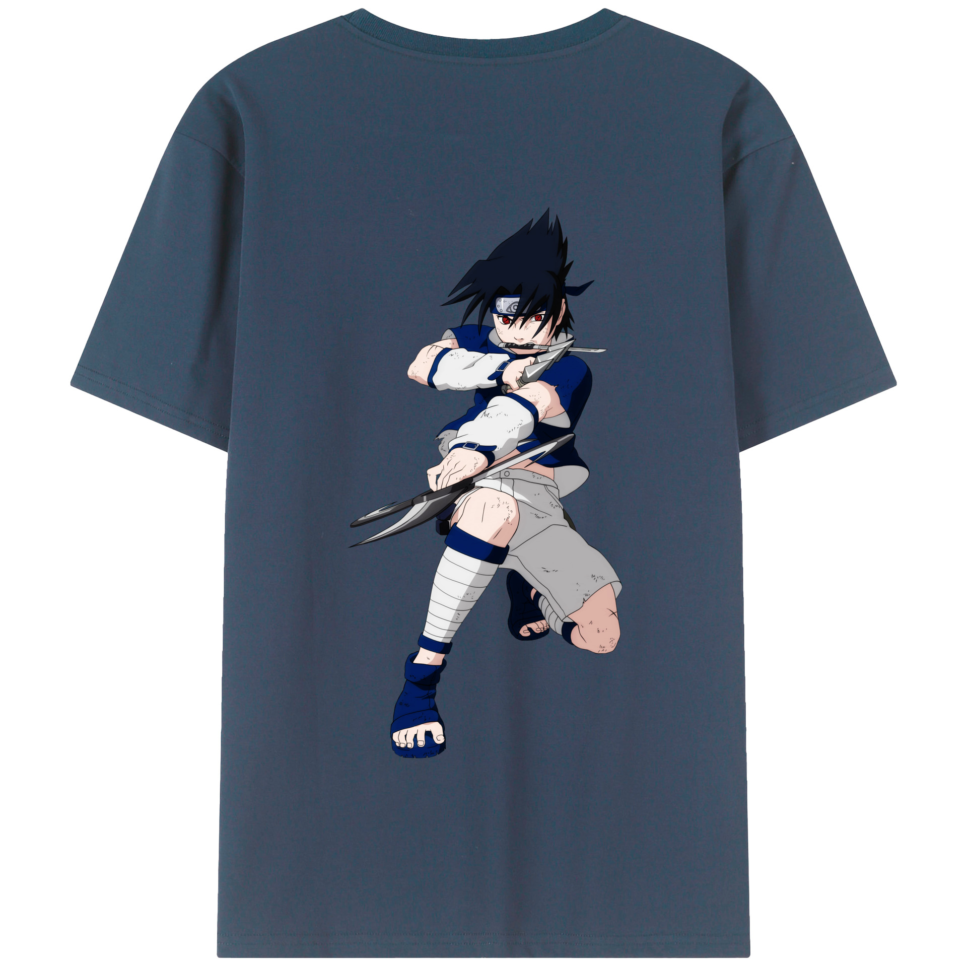 （画像用） NARUTO -ナルト- うちは サスケ Uchiha Sasuke 綿100％半袖Tシャツ（背面プリント）