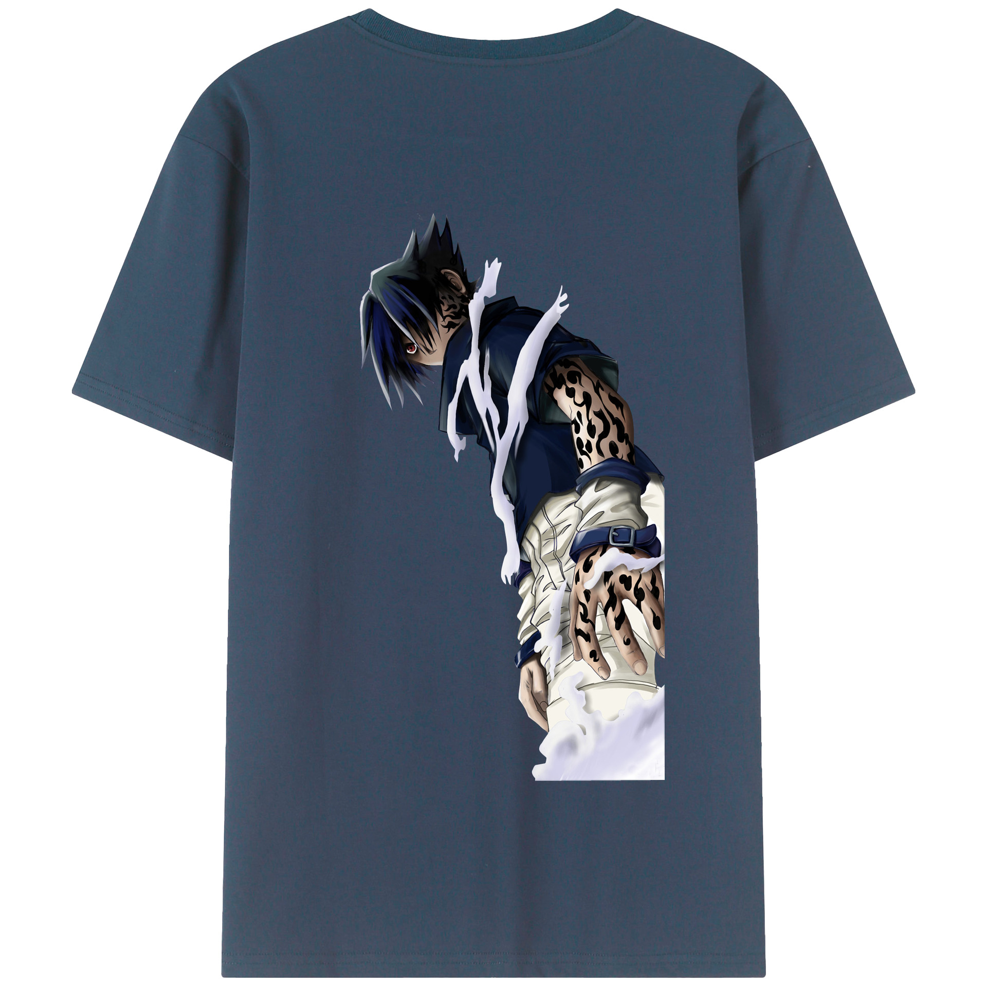 （画像用） NARUTO -ナルト- うちは サスケ Uchiha Sasuke 綿100％半袖Tシャツ（背面プリント）