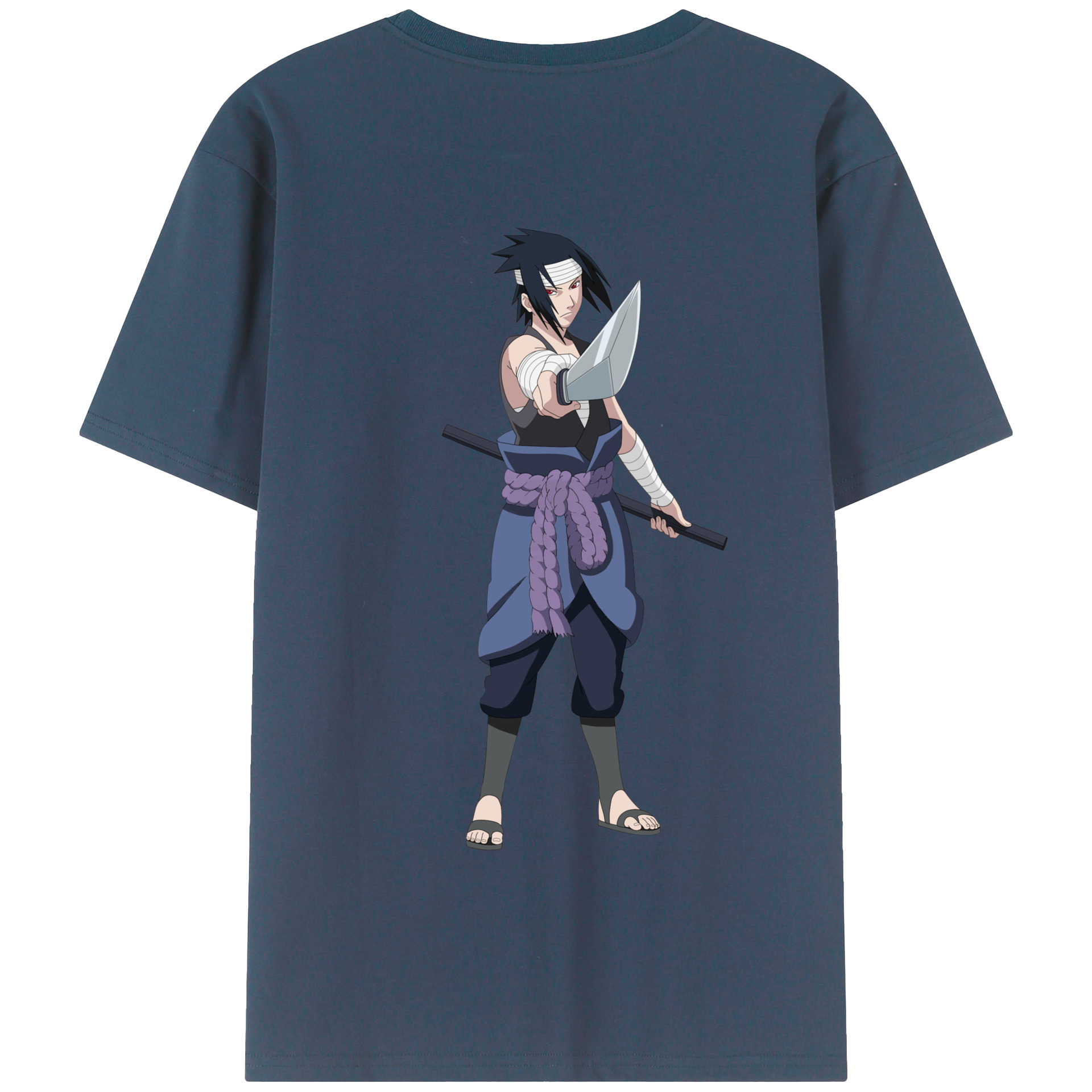 （画像用） NARUTO -ナルト- うちは サスケ Uchiha Sasuke 綿100％半袖Tシャツ（背面プリント）