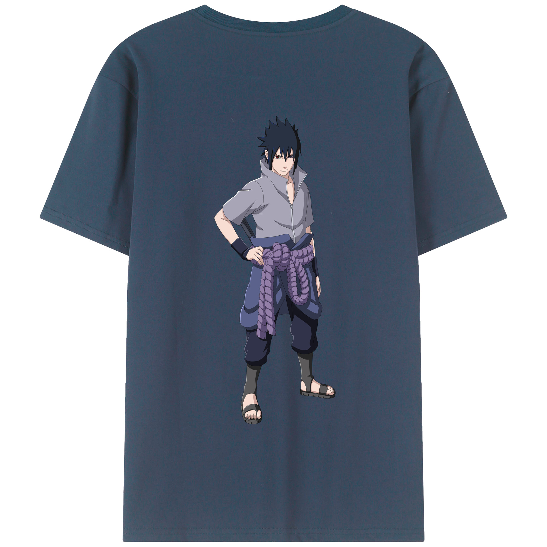 （画像用） NARUTO -ナルト- うちは サスケ Uchiha Sasuke 綿100％半袖Tシャツ（背面プリント）
