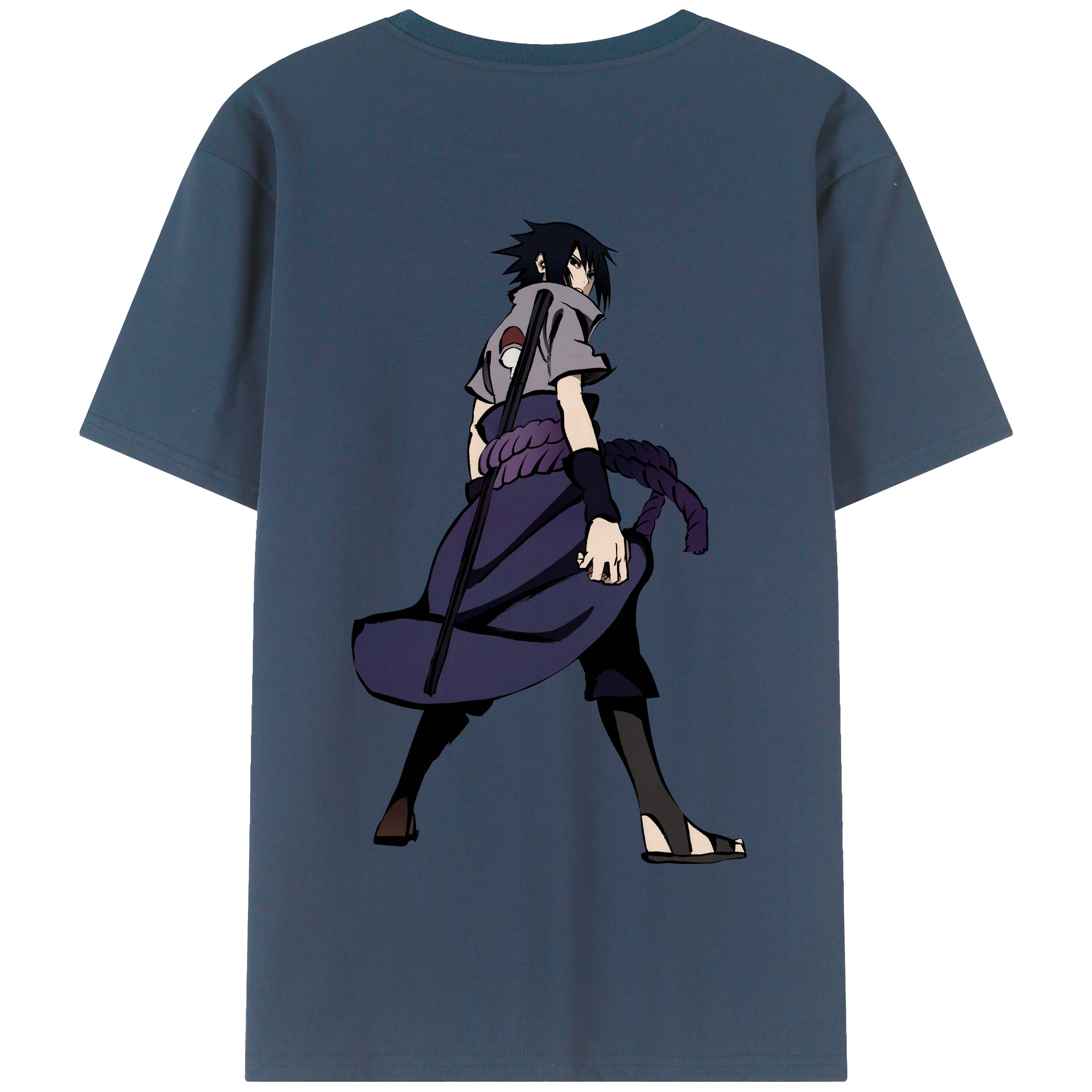 （画像用） NARUTO -ナルト- うちは サスケ Uchiha Sasuke 綿100％半袖Tシャツ（背面プリント）