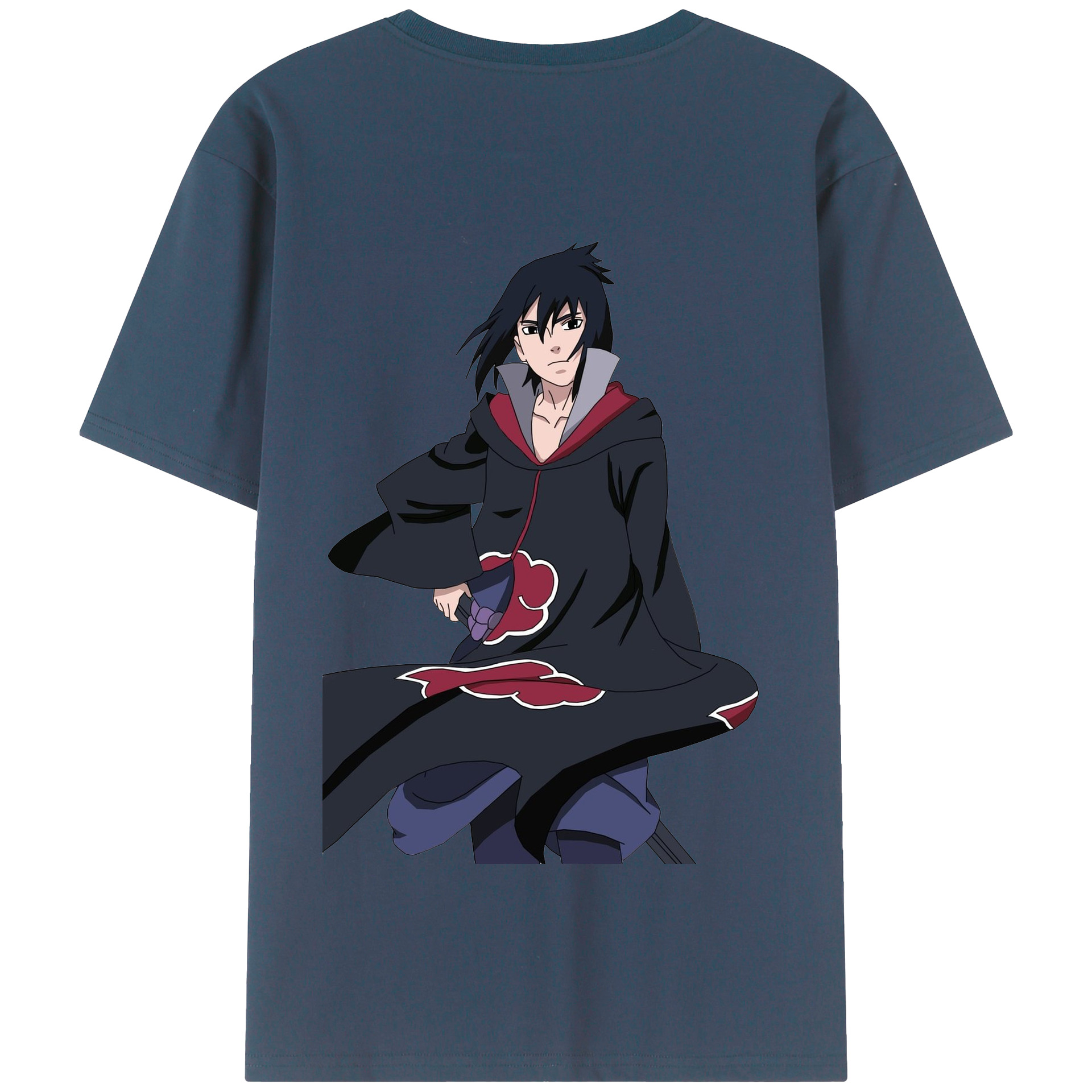 （画像用） NARUTO -ナルト- うちは サスケ Uchiha Sasuke 綿100％半袖Tシャツ（背面プリント）