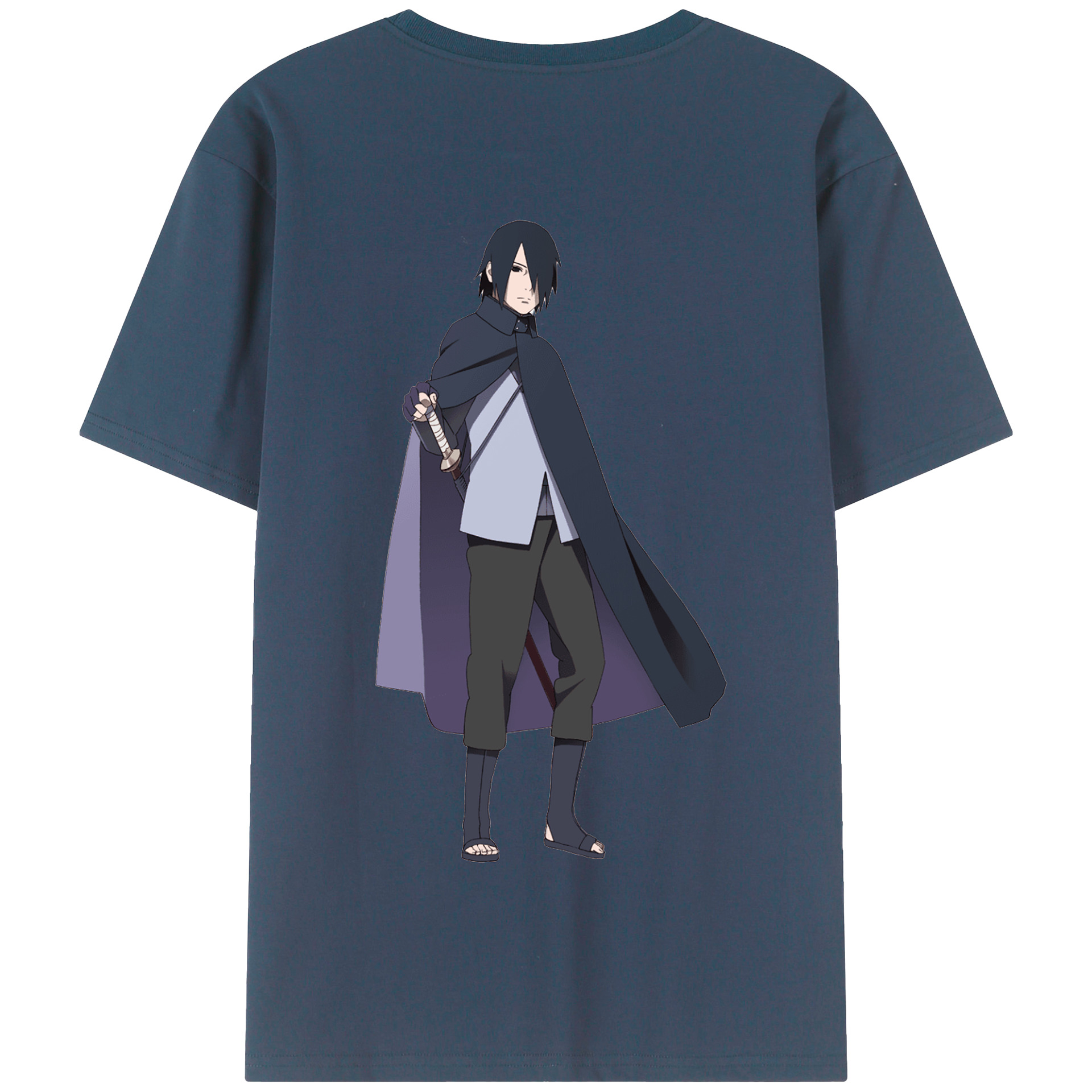 （画像用） NARUTO -ナルト- うちは サスケ Uchiha Sasuke 綿100％半袖Tシャツ（背面プリント）