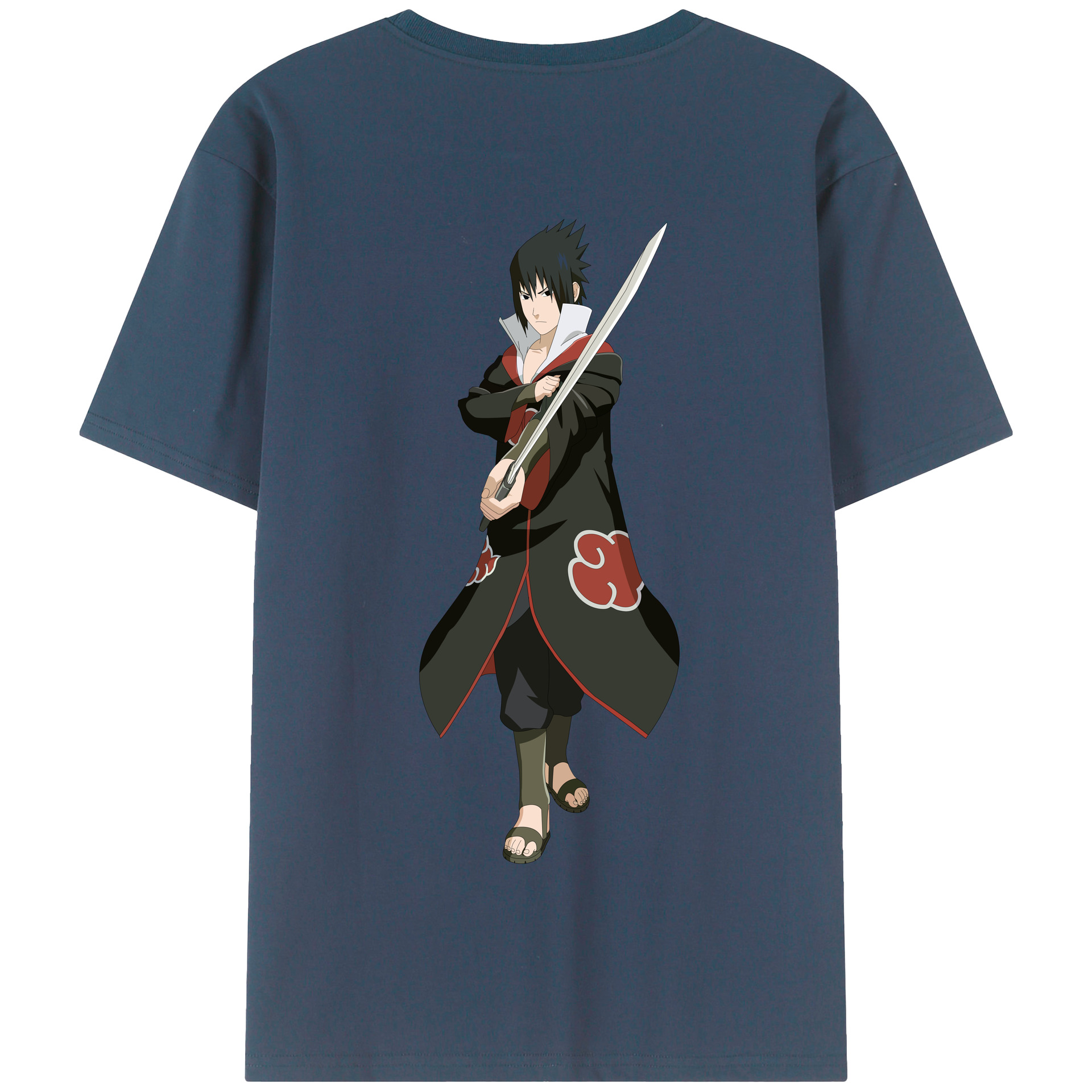 （画像用） NARUTO -ナルト- うちは サスケ Uchiha Sasuke 綿100％半袖Tシャツ（背面プリント）