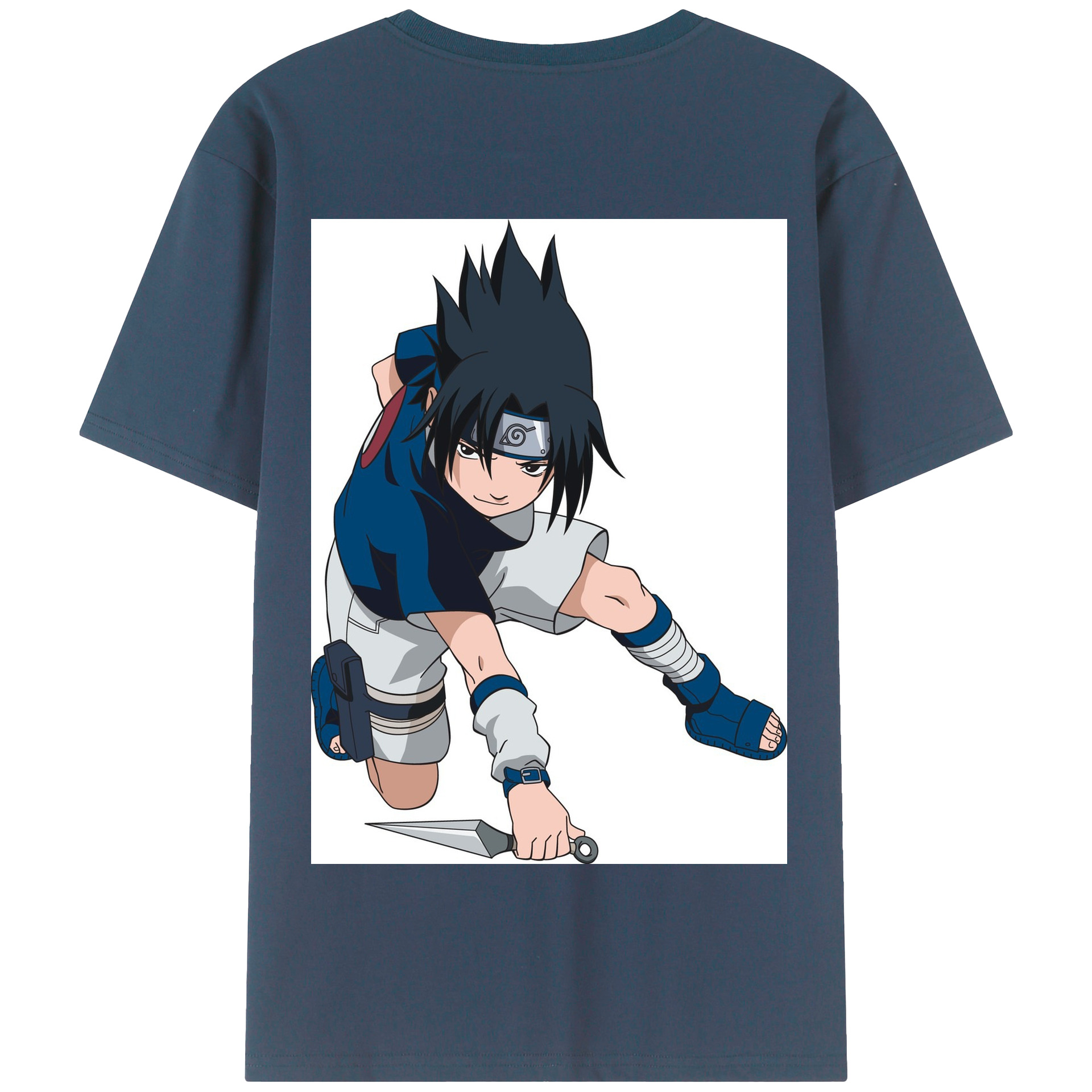 （画像用） NARUTO -ナルト- うちは サスケ Uchiha Sasuke 綿100％半袖Tシャツ（背面プリント）