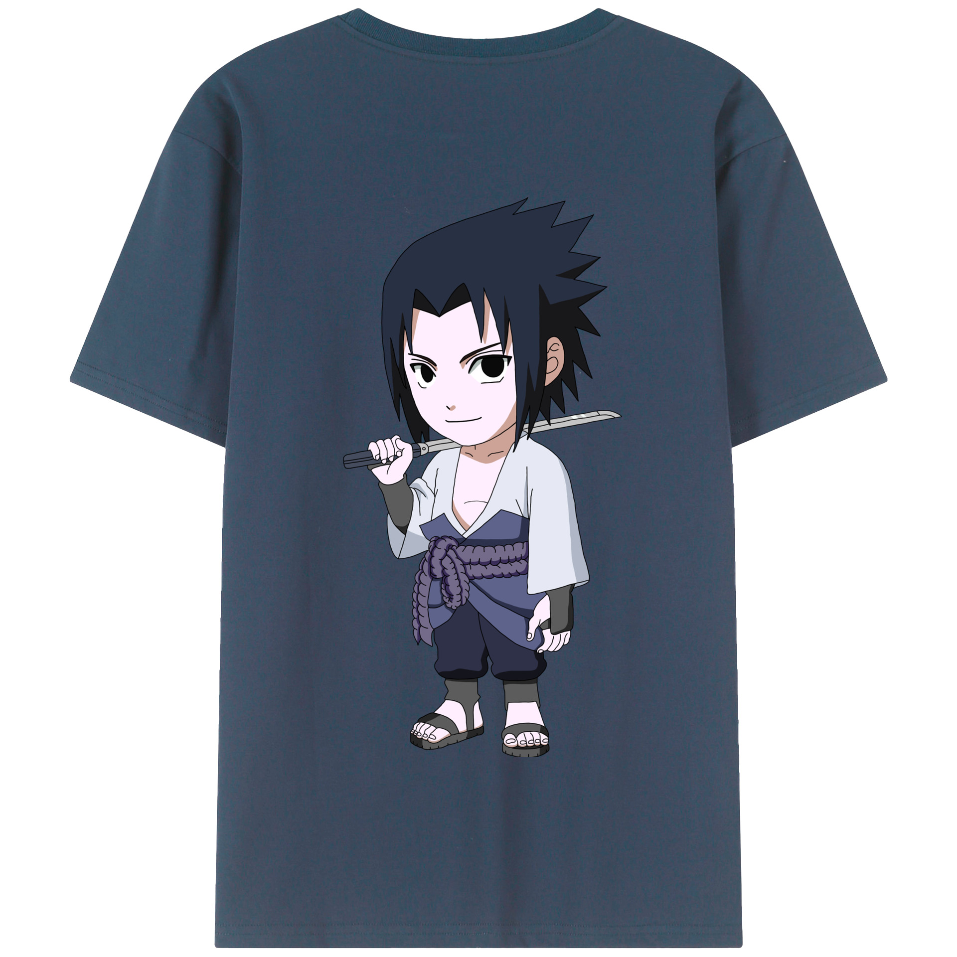 （画像用） NARUTO -ナルト- うちは サスケ Uchiha Sasuke 綿100％半袖Tシャツ（背面プリント）