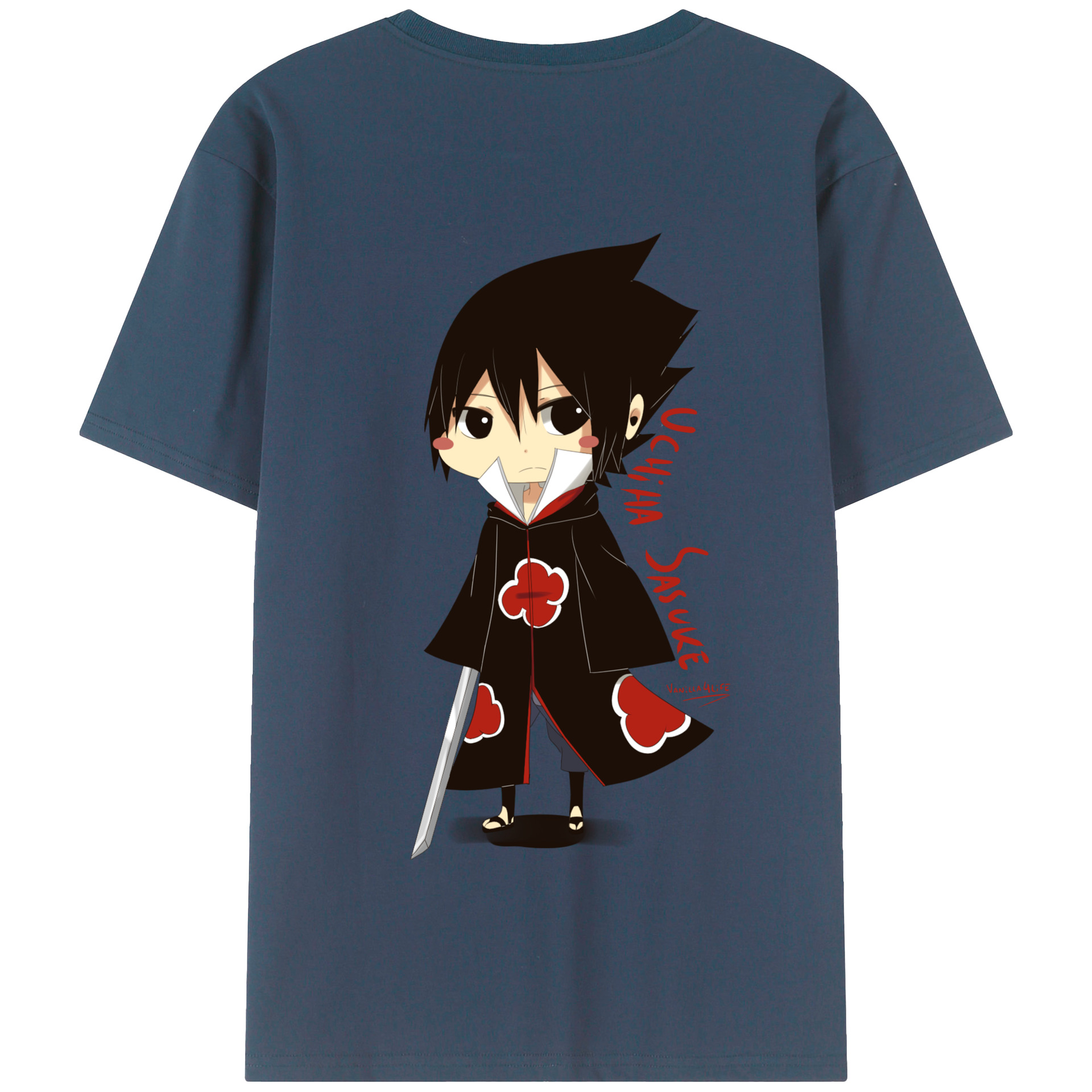 （画像用） NARUTO -ナルト- うちは サスケ Uchiha Sasuke 綿100％半袖Tシャツ（背面プリント）