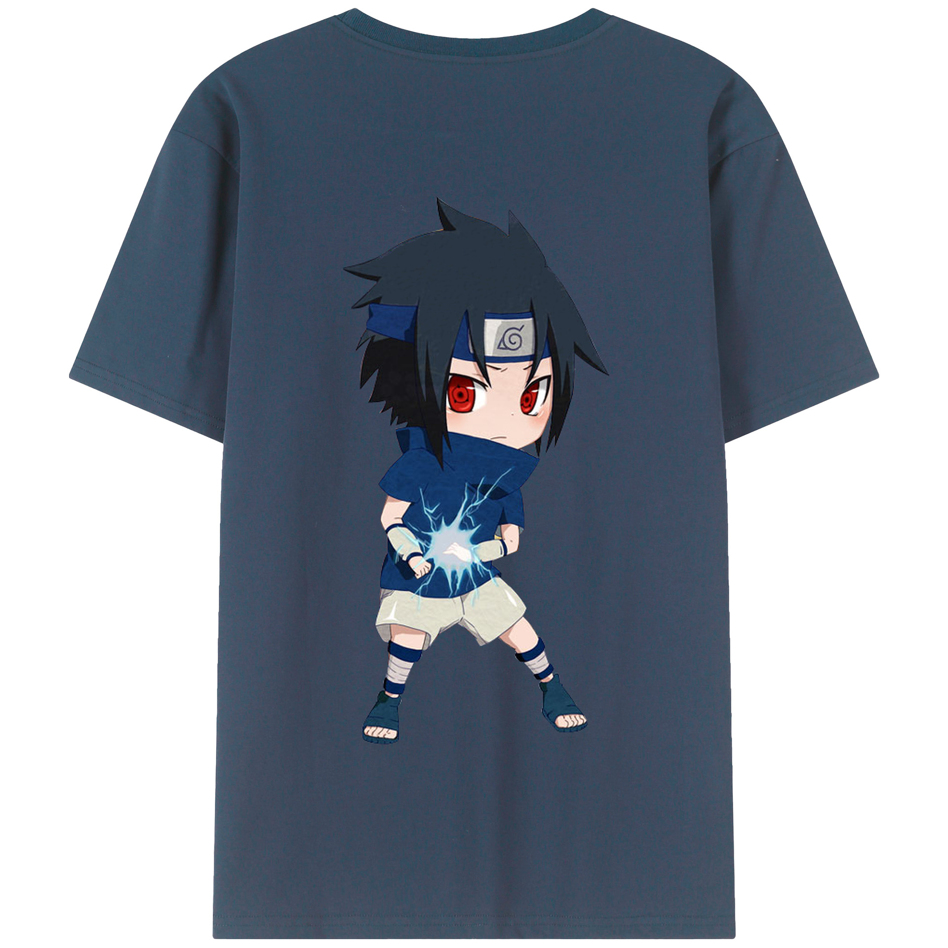 （画像用） NARUTO -ナルト- うちは サスケ Uchiha Sasuke 綿100％半袖Tシャツ（背面プリント）