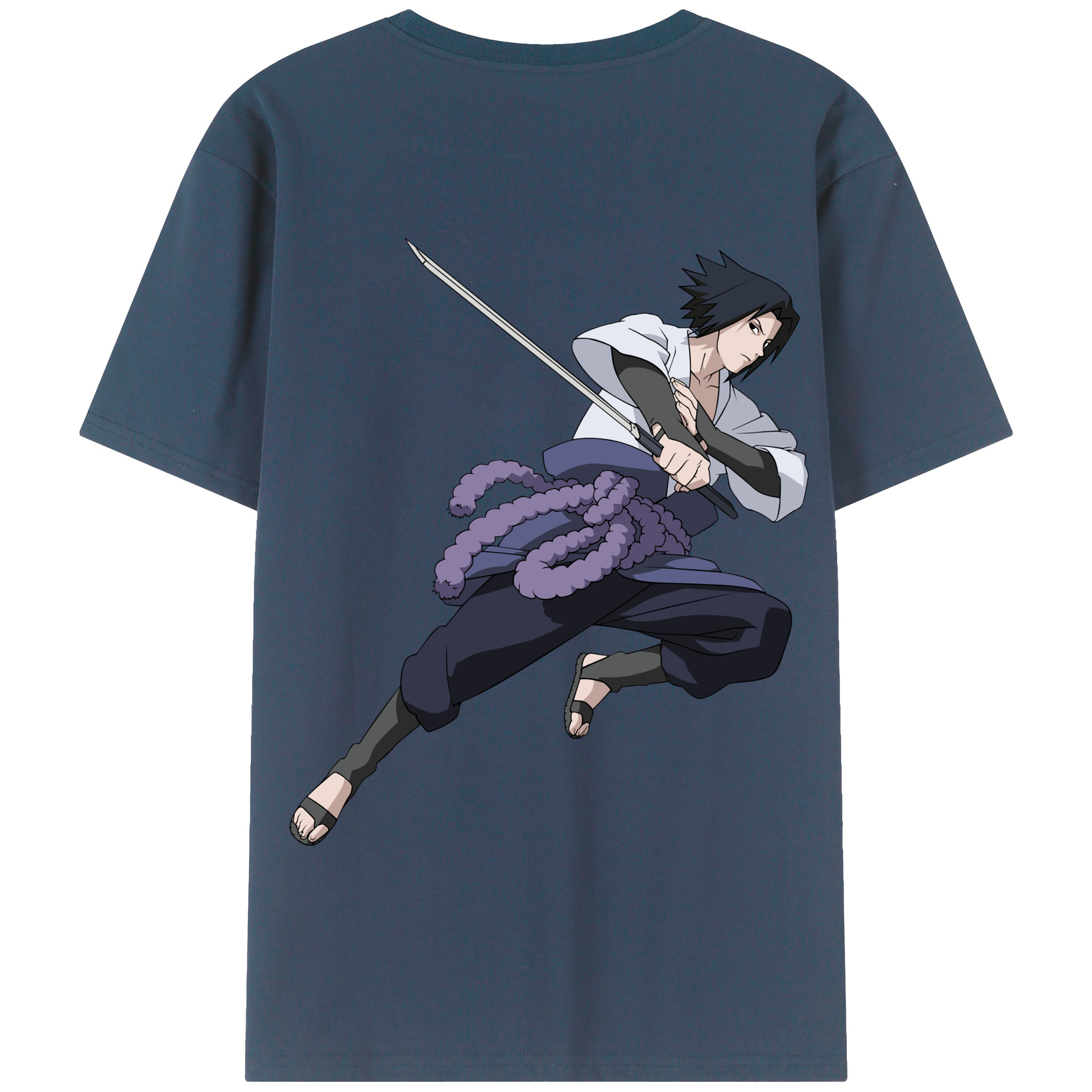 （画像用） NARUTO -ナルト- うちは サスケ Uchiha Sasuke 綿100％半袖Tシャツ（背面プリント）