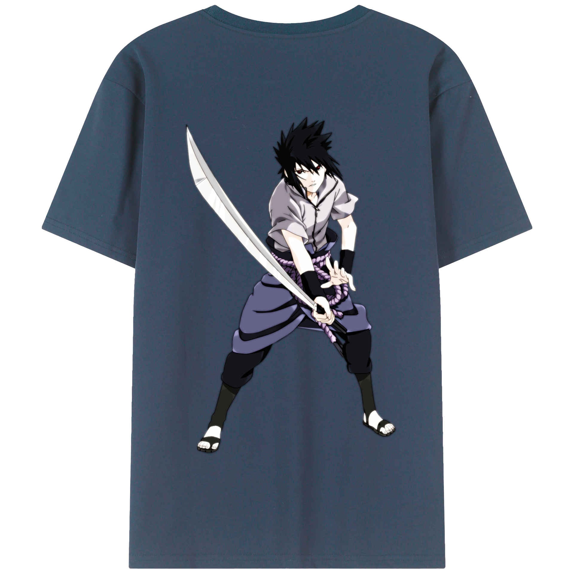 （画像用） NARUTO -ナルト- うちは サスケ Uchiha Sasuke 綿100％半袖Tシャツ（背面プリント）
