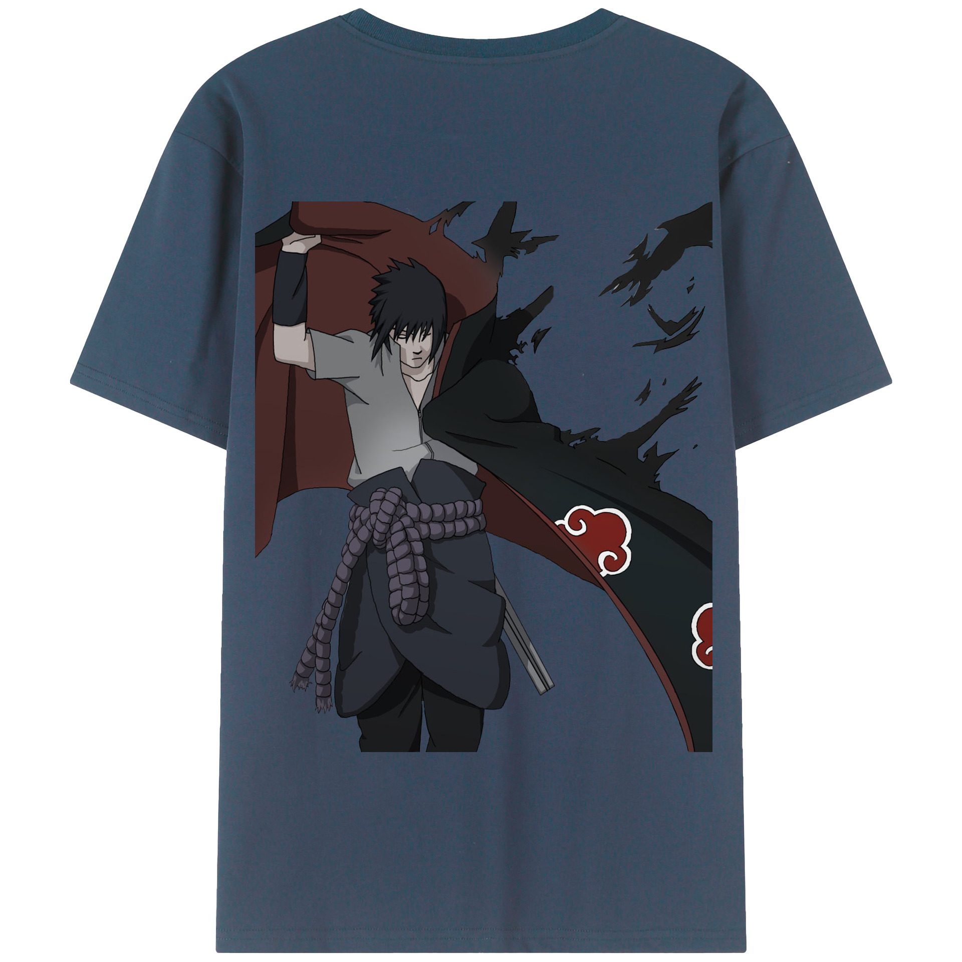 （画像用） NARUTO -ナルト- うちは サスケ Uchiha Sasuke 綿100％半袖Tシャツ（背面プリント）
