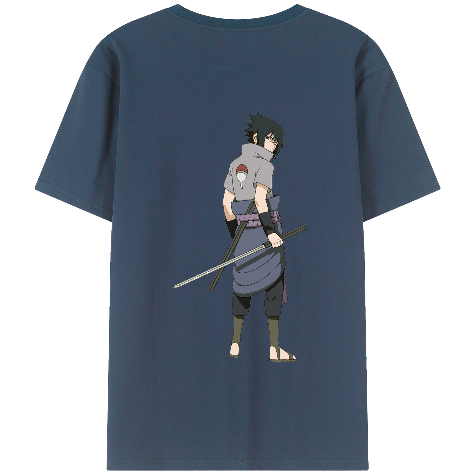 （画像用） NARUTO -ナルト- うちは サスケ Uchiha Sasuke 綿100％半袖Tシャツ（背面プリント）