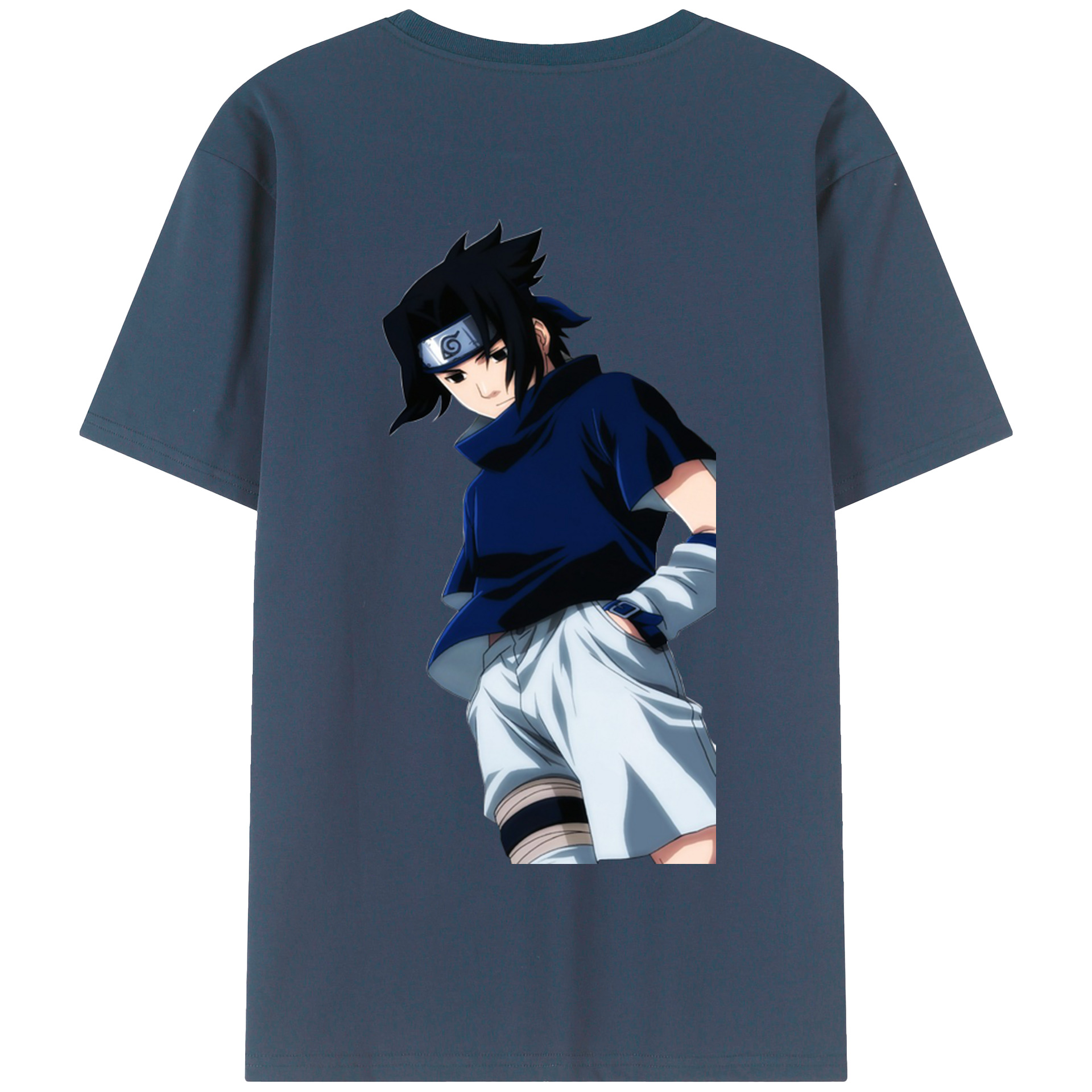 （画像用） NARUTO -ナルト- うちは サスケ Uchiha Sasuke 綿100％半袖Tシャツ（背面プリント）