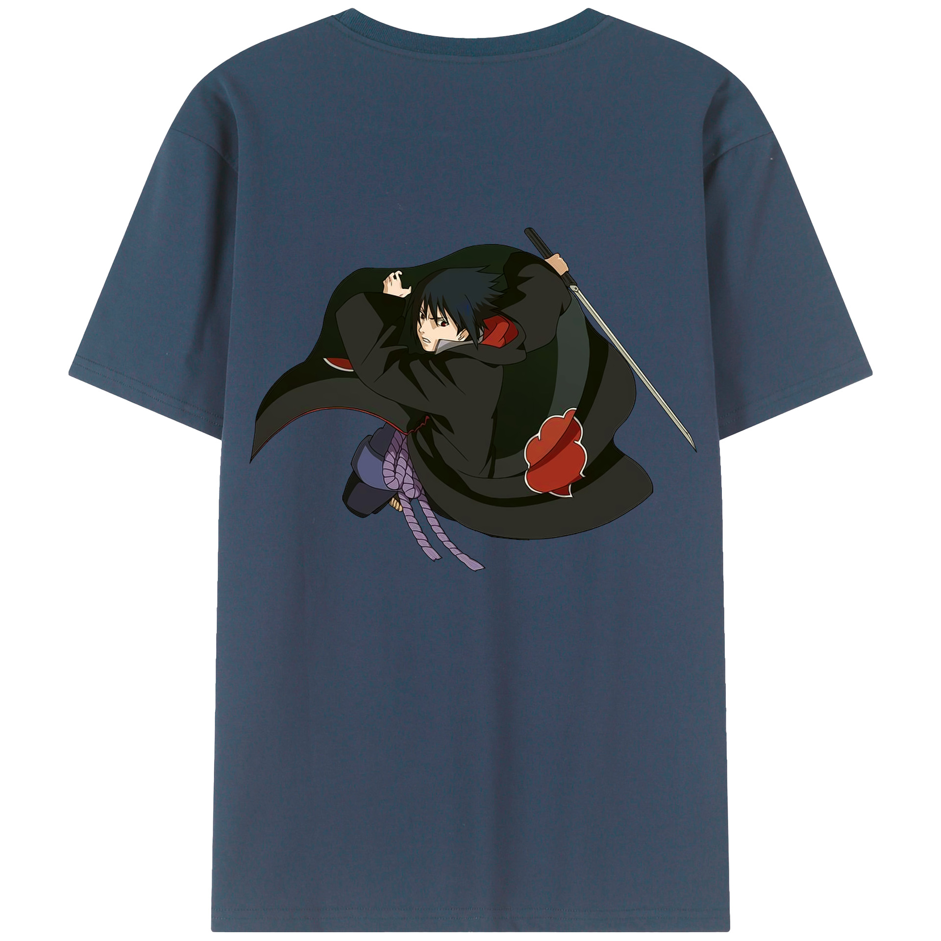 （画像用） NARUTO -ナルト- うちは サスケ Uchiha Sasuke 綿100％半袖Tシャツ（背面プリント）