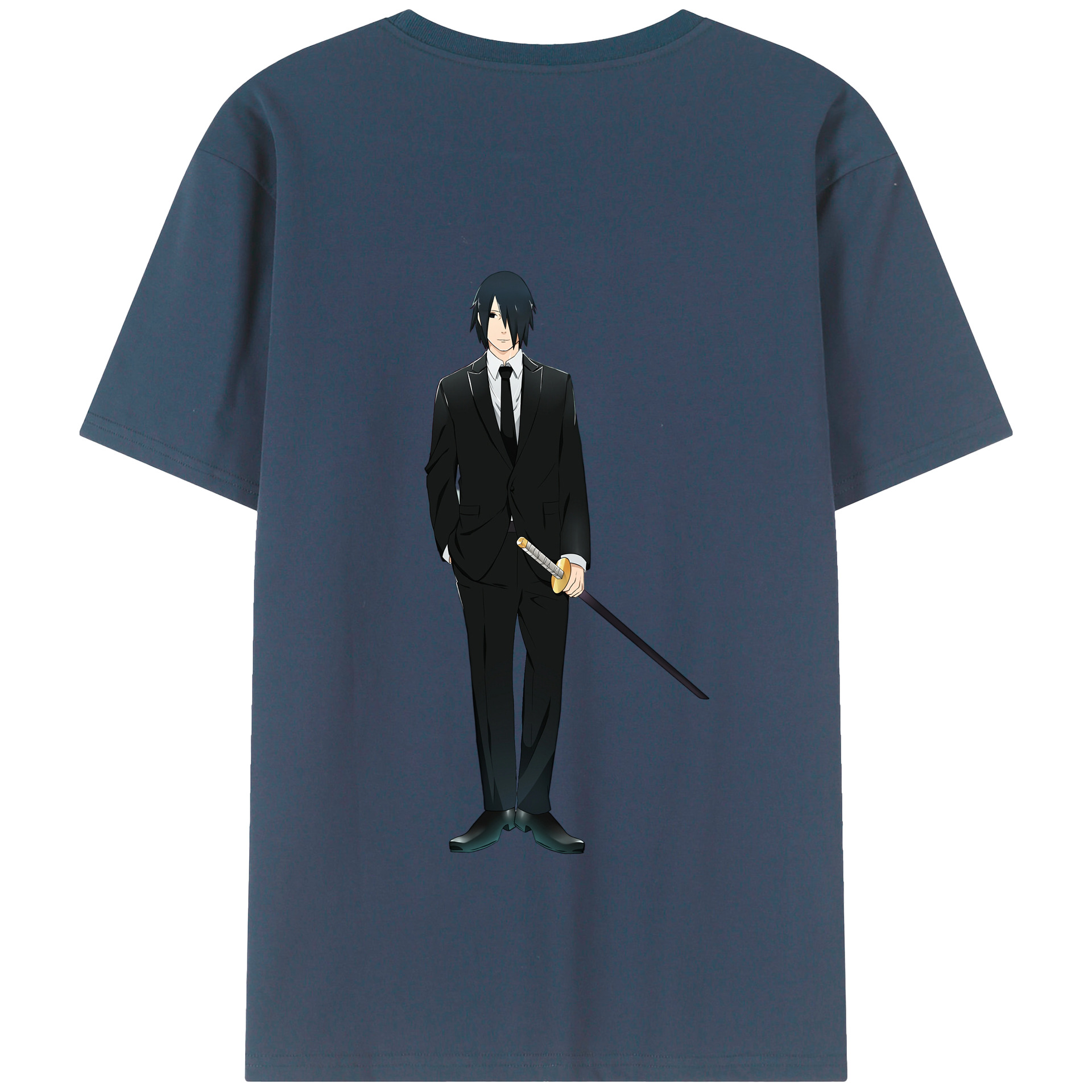 （画像用） NARUTO -ナルト- うちは サスケ Uchiha Sasuke 綿100％半袖Tシャツ（背面プリント）