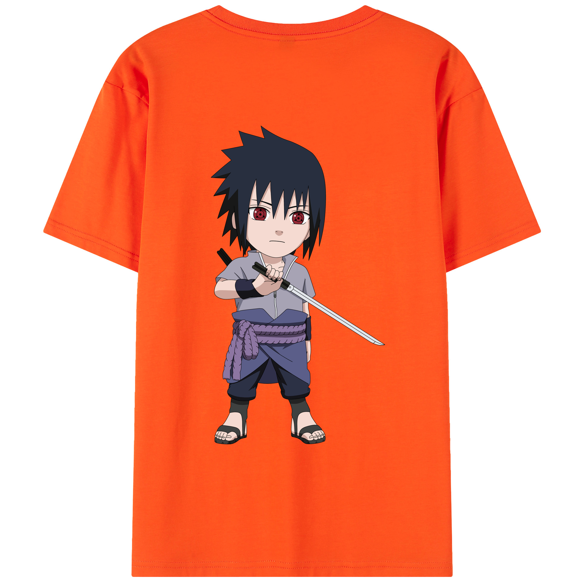 （画像用） NARUTO -ナルト- うちは サスケ Uchiha Sasuke 綿100％半袖Tシャツ（背面プリント）