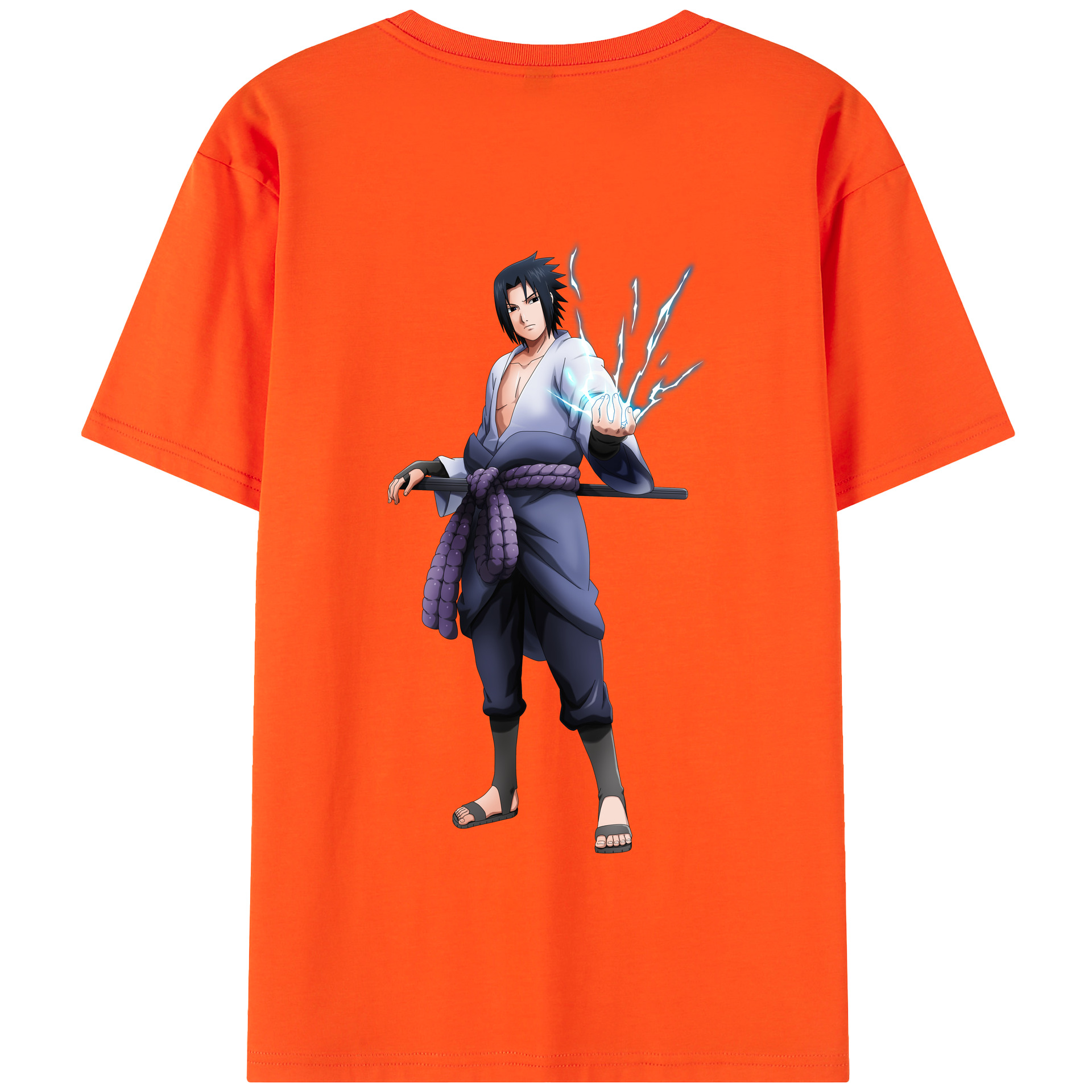 （画像用） NARUTO -ナルト- うちは サスケ Uchiha Sasuke 綿100％半袖Tシャツ（背面プリント）