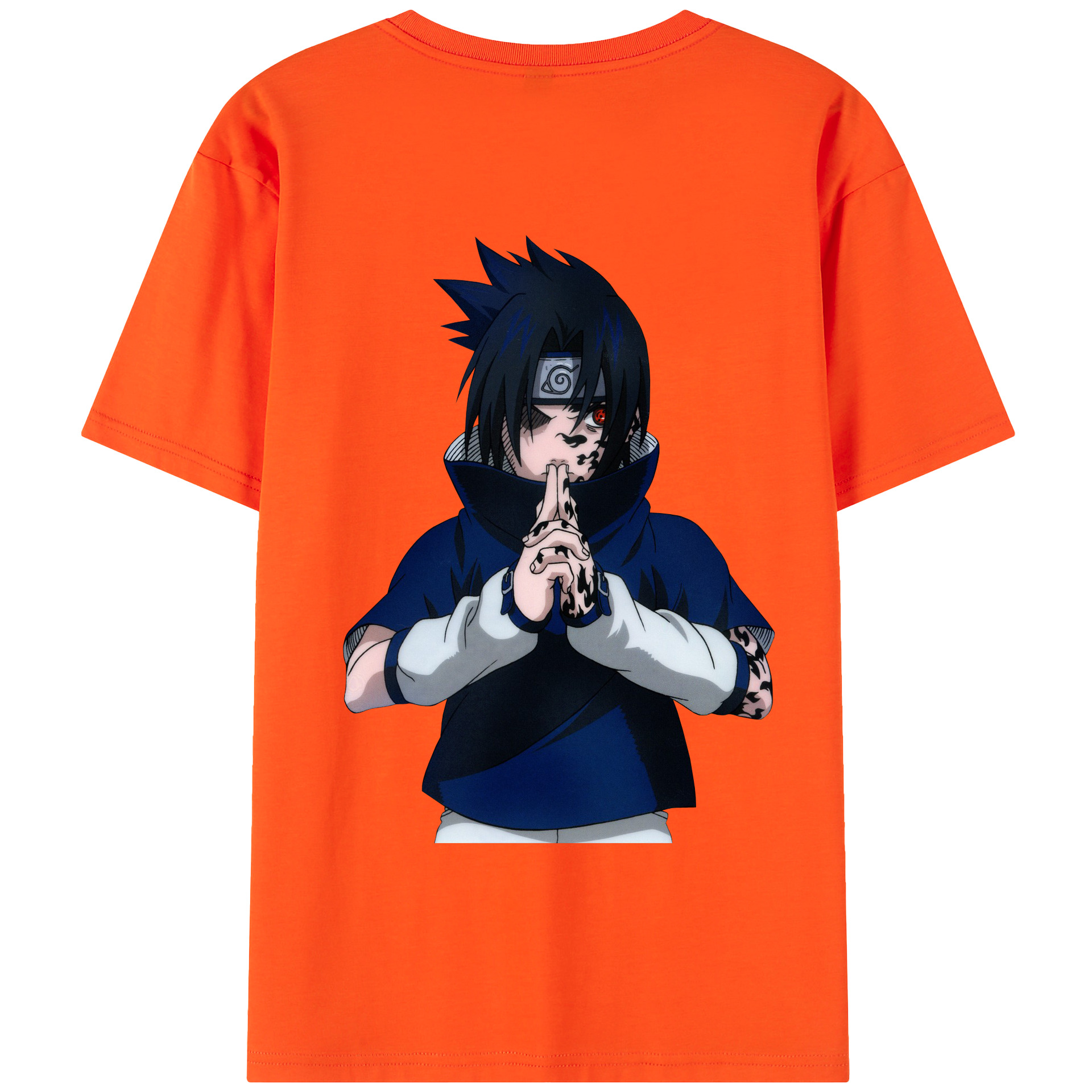 （画像用） NARUTO -ナルト- うちは サスケ Uchiha Sasuke 綿100％半袖Tシャツ（背面プリント）