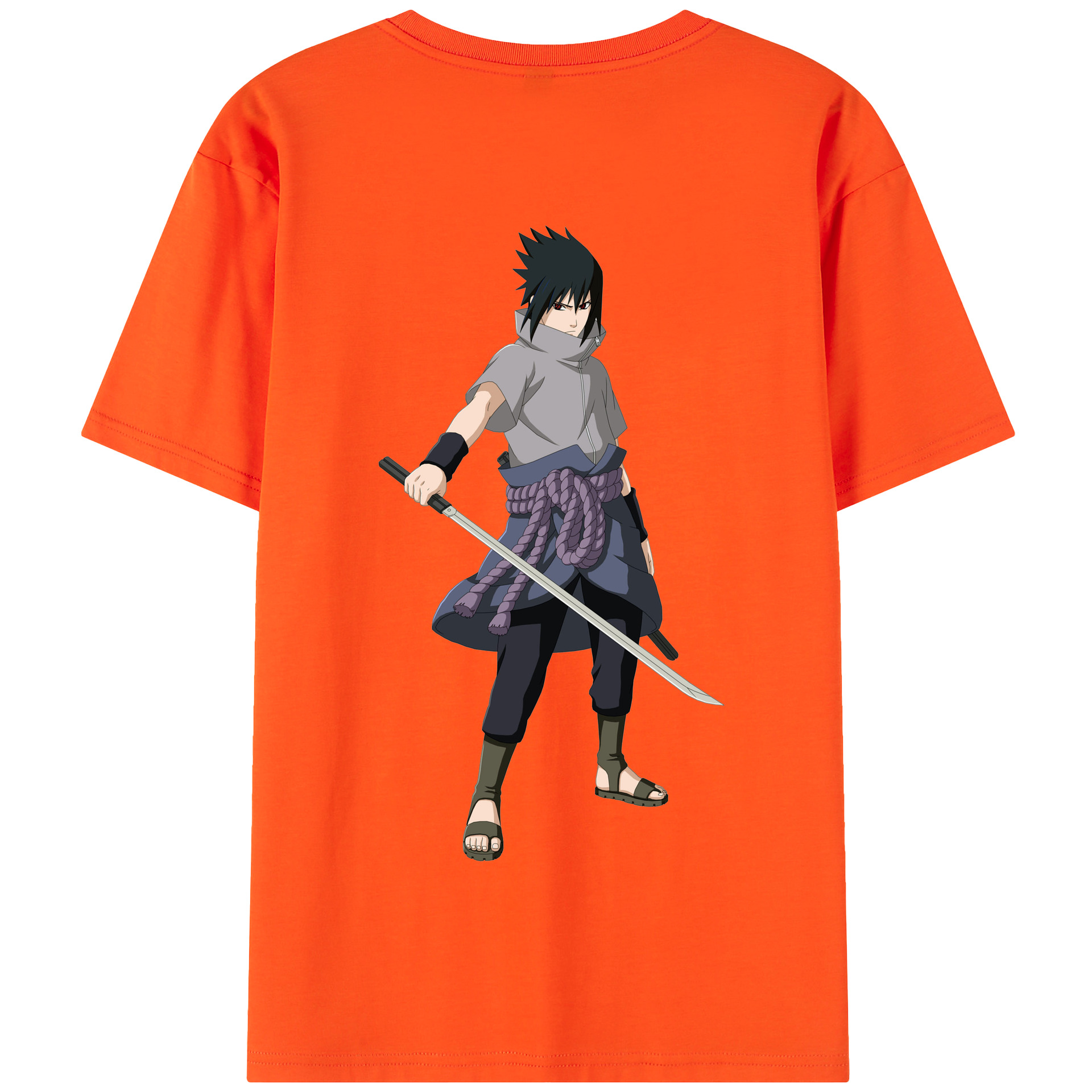 （画像用） NARUTO -ナルト- うちは サスケ Uchiha Sasuke 綿100％半袖Tシャツ（背面プリント）