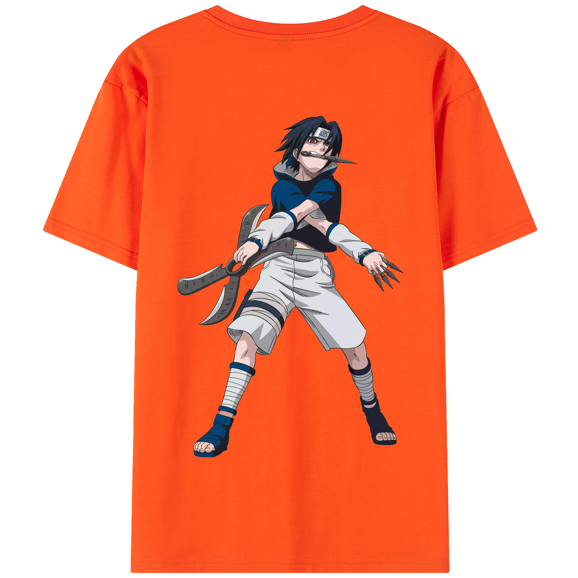 （画像用） NARUTO -ナルト- うちは サスケ Uchiha Sasuke 綿100％半袖Tシャツ（背面プリント）