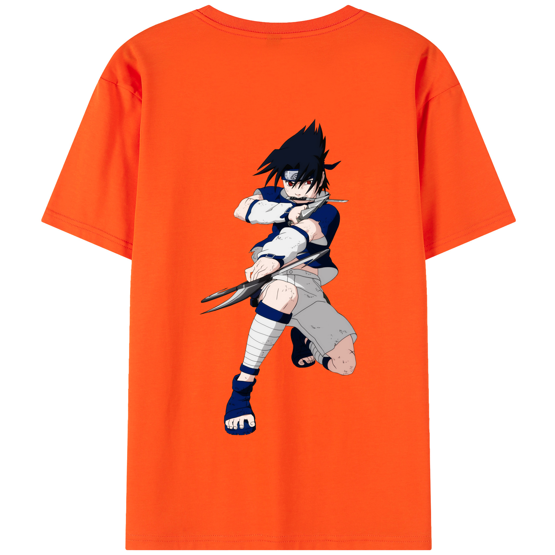 （画像用） NARUTO -ナルト- うちは サスケ Uchiha Sasuke 綿100％半袖Tシャツ（背面プリント）