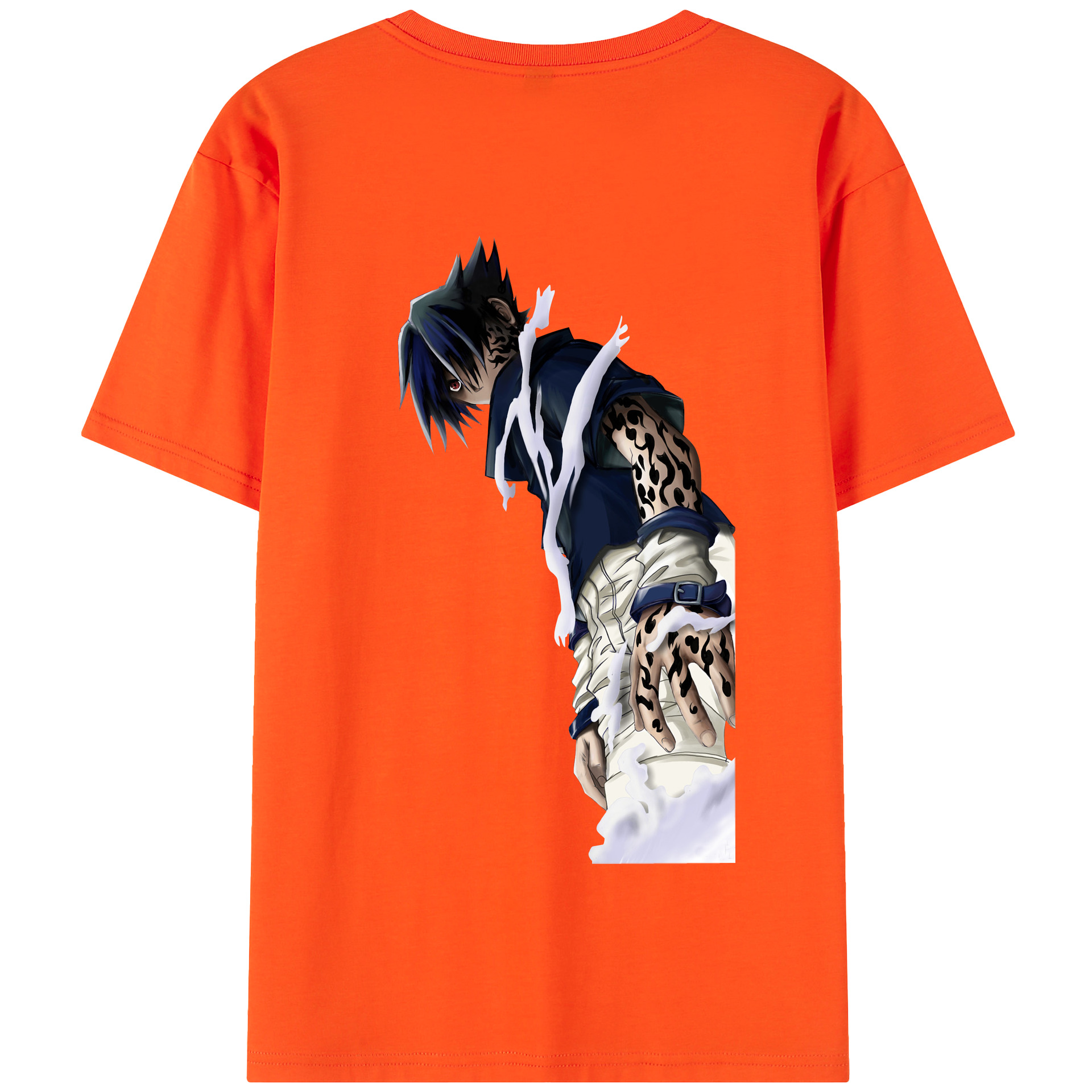 （画像用） NARUTO -ナルト- うちは サスケ Uchiha Sasuke 綿100％半袖Tシャツ（背面プリント）
