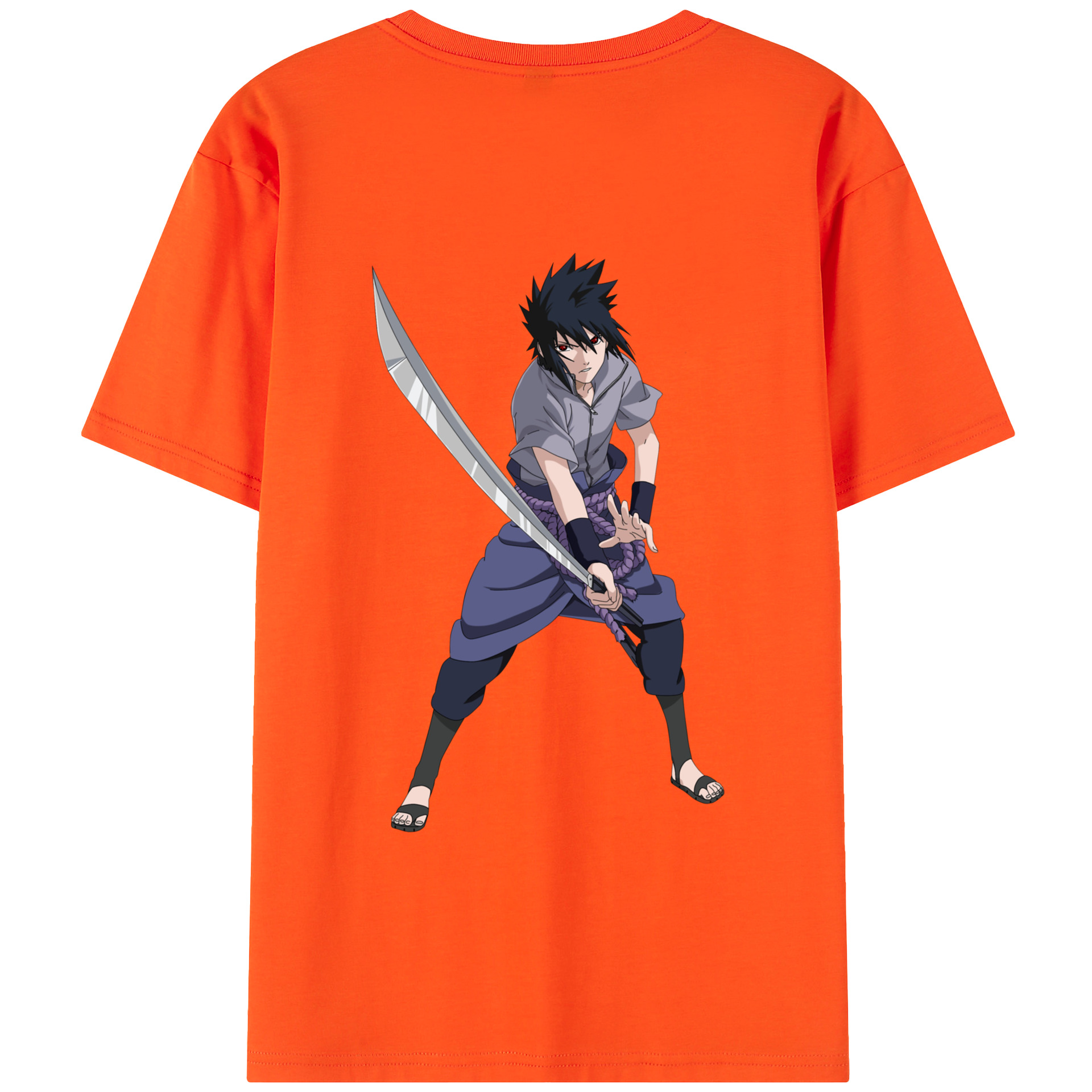 （画像用） NARUTO -ナルト- うちは サスケ Uchiha Sasuke 綿100％半袖Tシャツ（背面プリント）