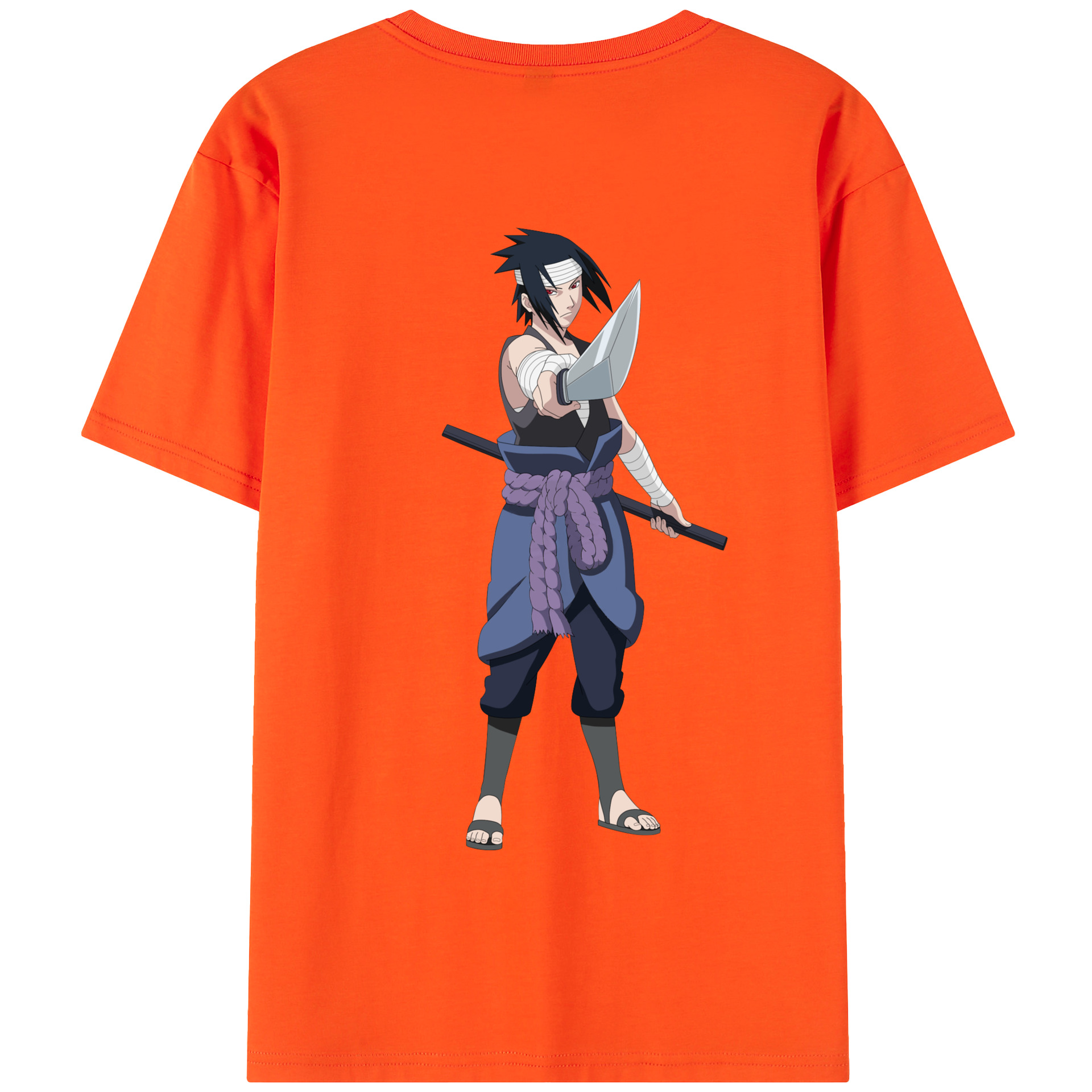 （画像用） NARUTO -ナルト- うちは サスケ Uchiha Sasuke 綿100％半袖Tシャツ（背面プリント）