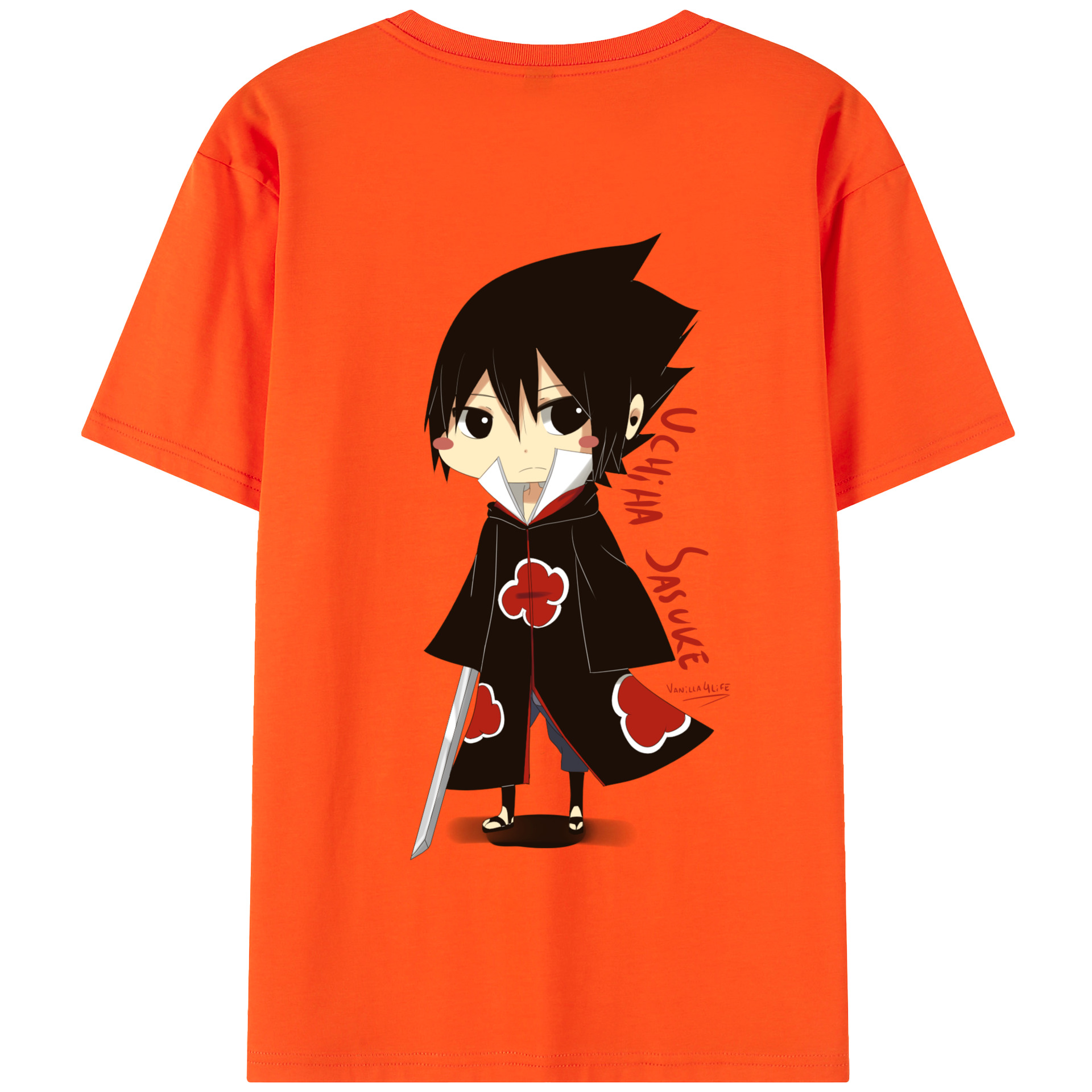 （画像用） NARUTO -ナルト- うちは サスケ Uchiha Sasuke 綿100％半袖Tシャツ（背面プリント）